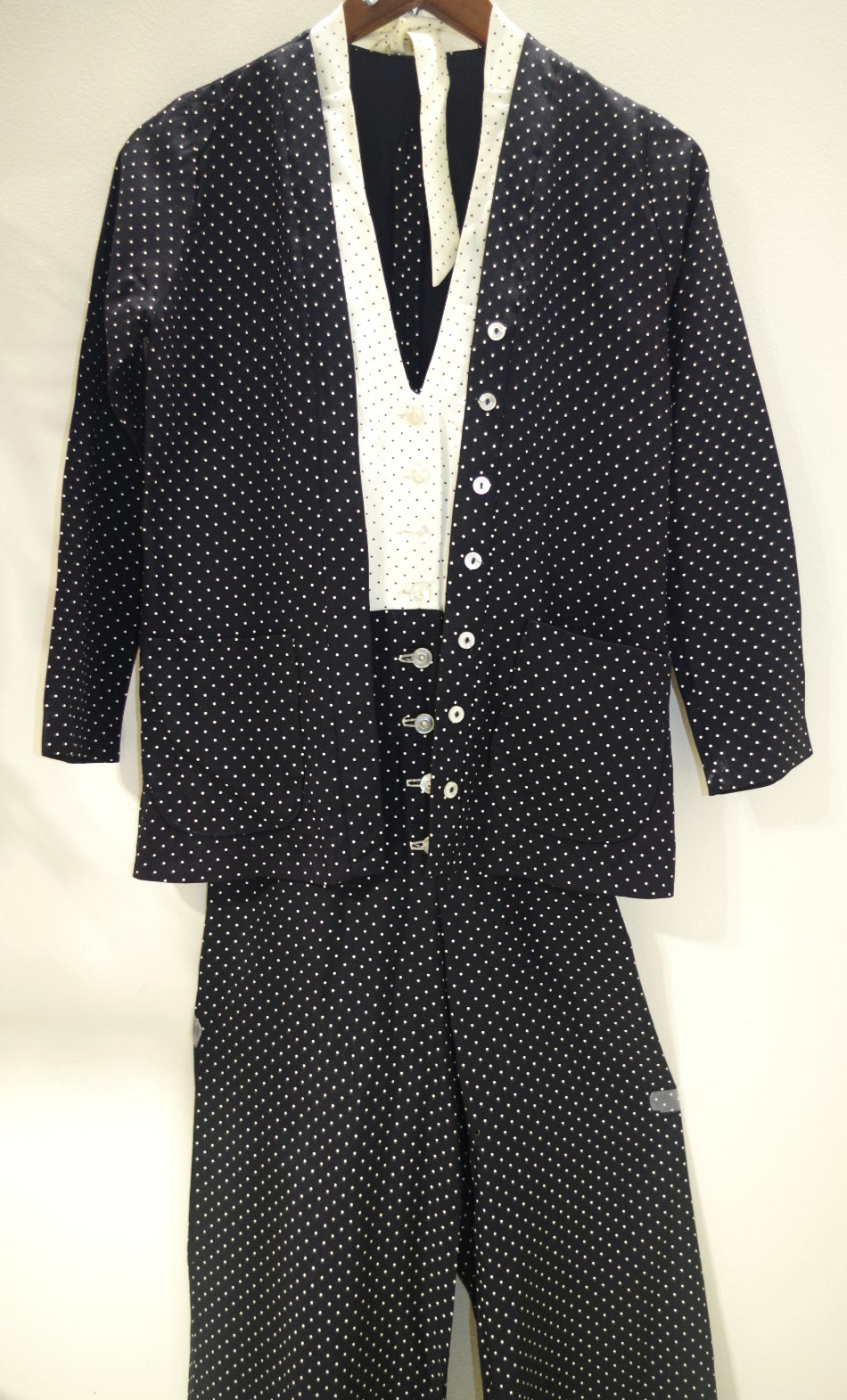 H4 True Vintage Black & Whited Painted Dots XXS Halter Jumpsuit & Jacket