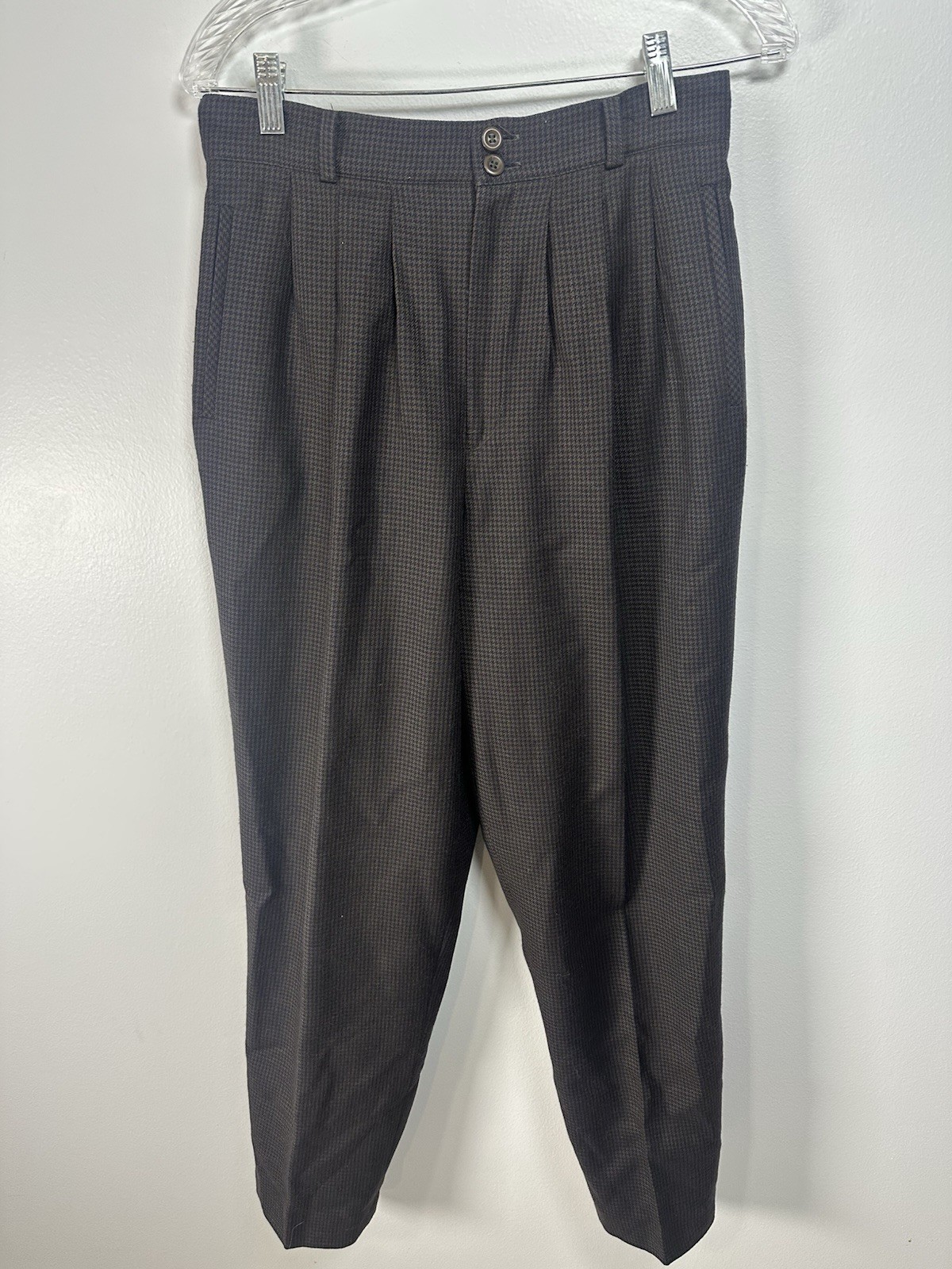 Vintage Alanni by Donnybrook blue & green houndstooth trousers Size 12 100% Wool