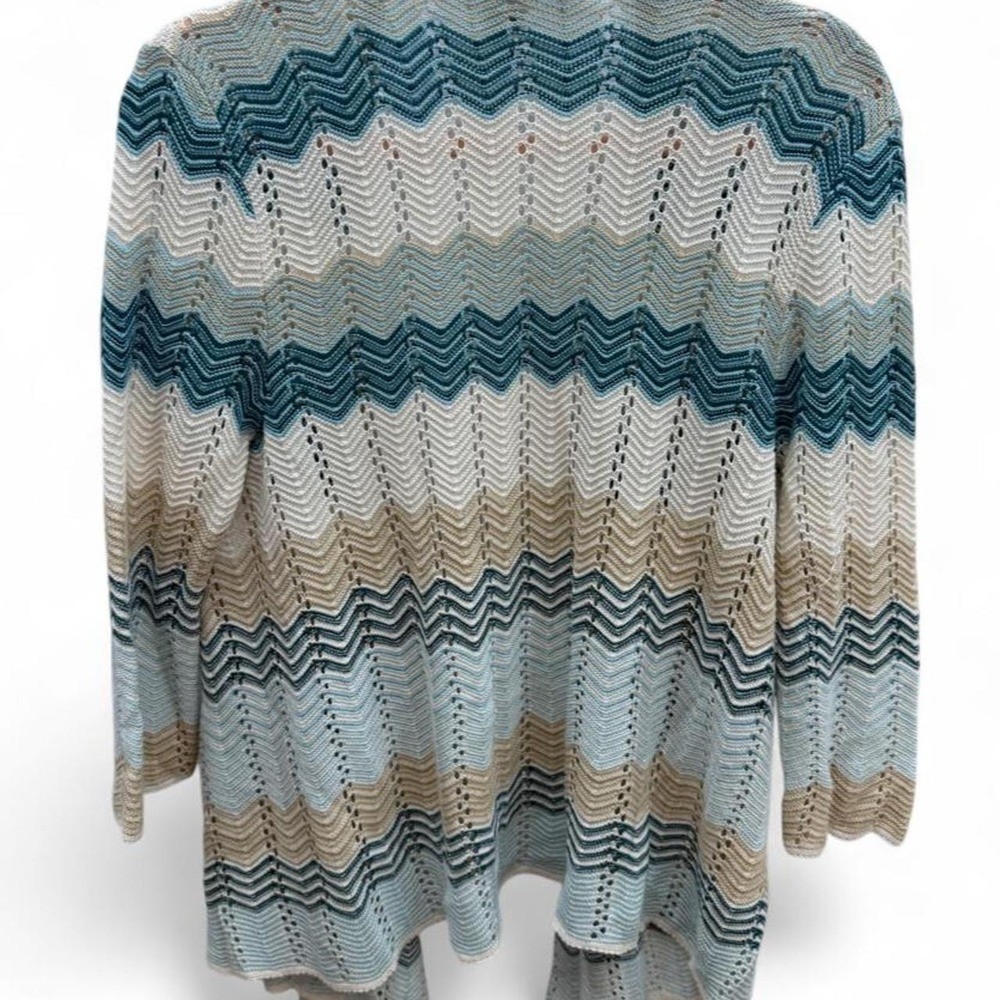 Roz & Ali Coastal Chevron Open Knit Cardigan Vintage Boho