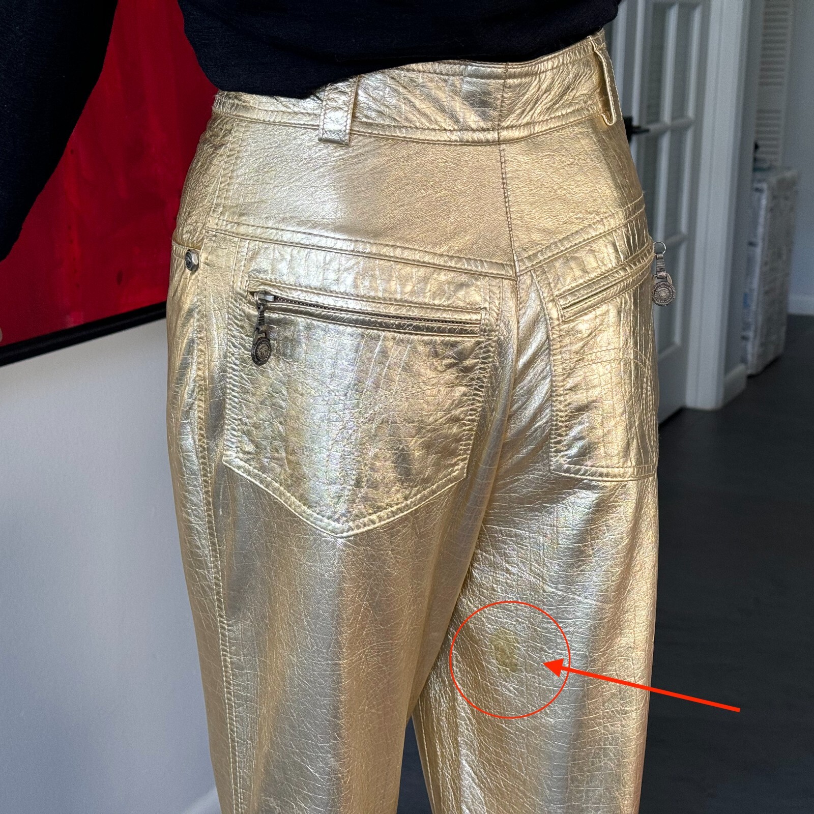 GIANNI VERSACE metallic gold leather pants size IT 40/42 from F/W 1994/95