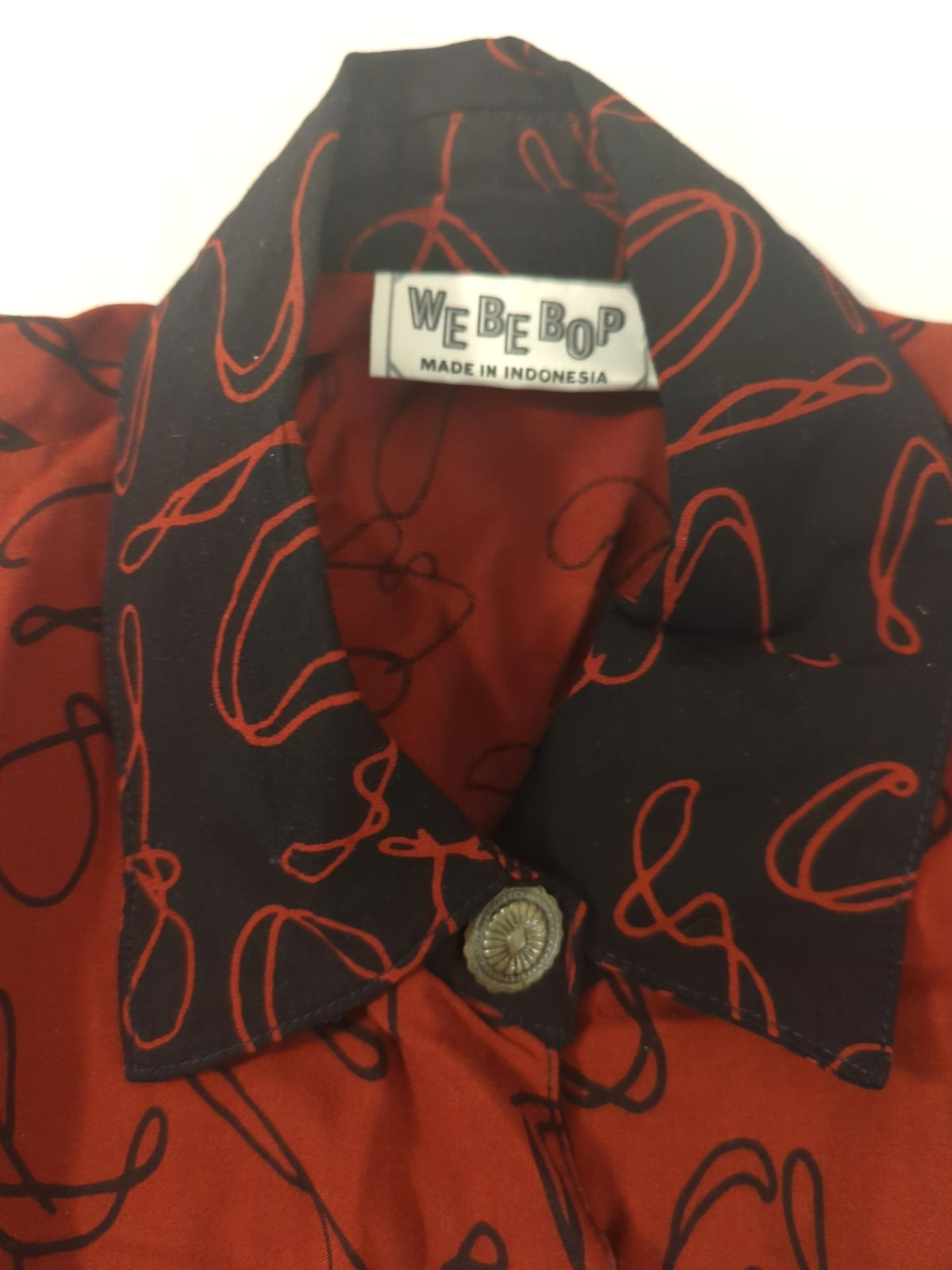 Vtg We Be Bop Shirt Blouse 2X Metal Buttons Western Flair Rodeo Southwest Boho