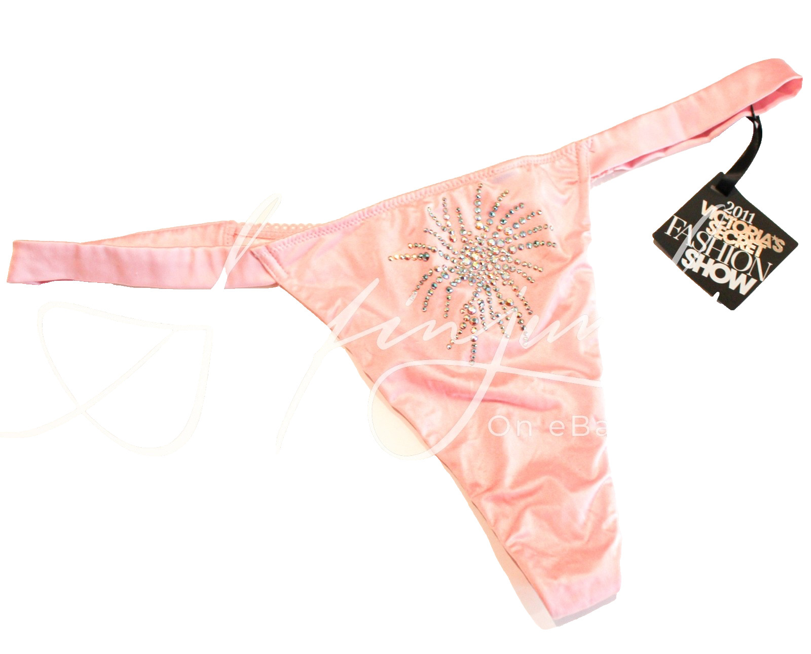 Victoria’s Secret Vintage 2011 Panties Panty Thong Bikini Pink Crystals Large Ne