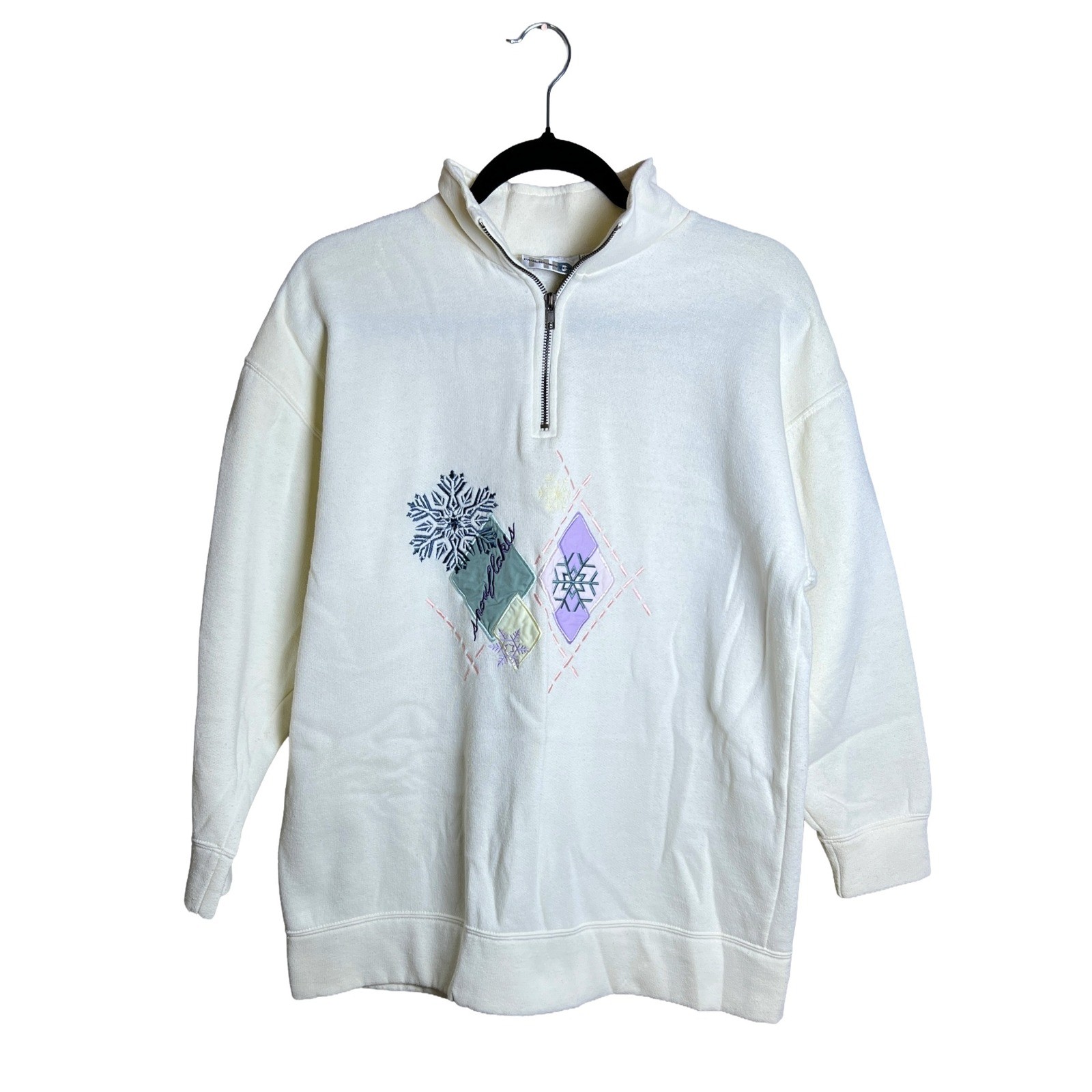 80s Paul Harris Design Snowflake Quarter Zip Sweatshirt Women’s Size S Cozy