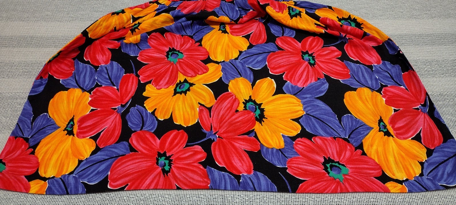 Vintage 1980s Big Floral Dress Sleeveless Sundress Red Orange Daisy Blue Medium
