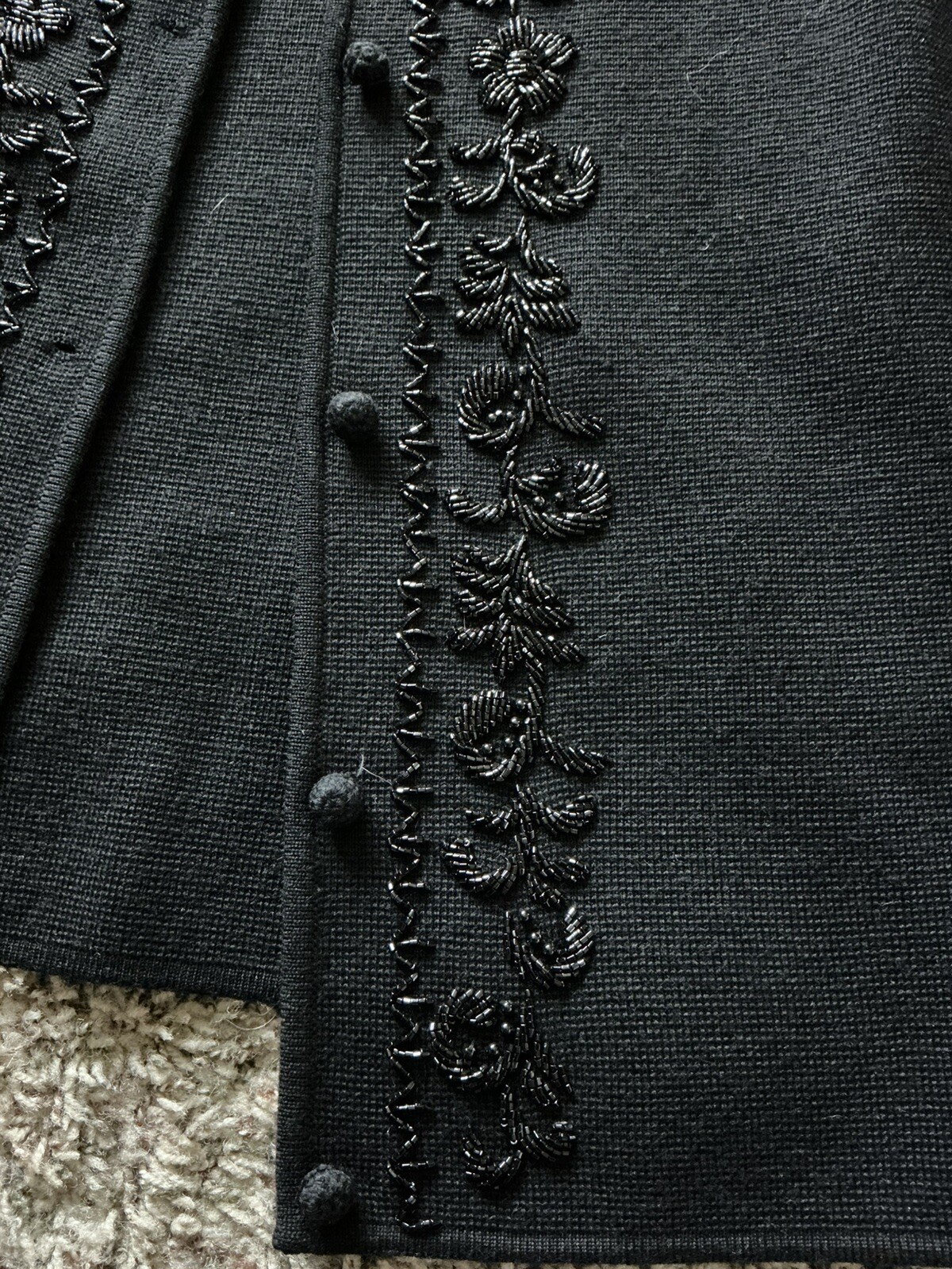 Vintage Penney’s International Imports Wool Blazer/Cardigan Style Beaded Floral