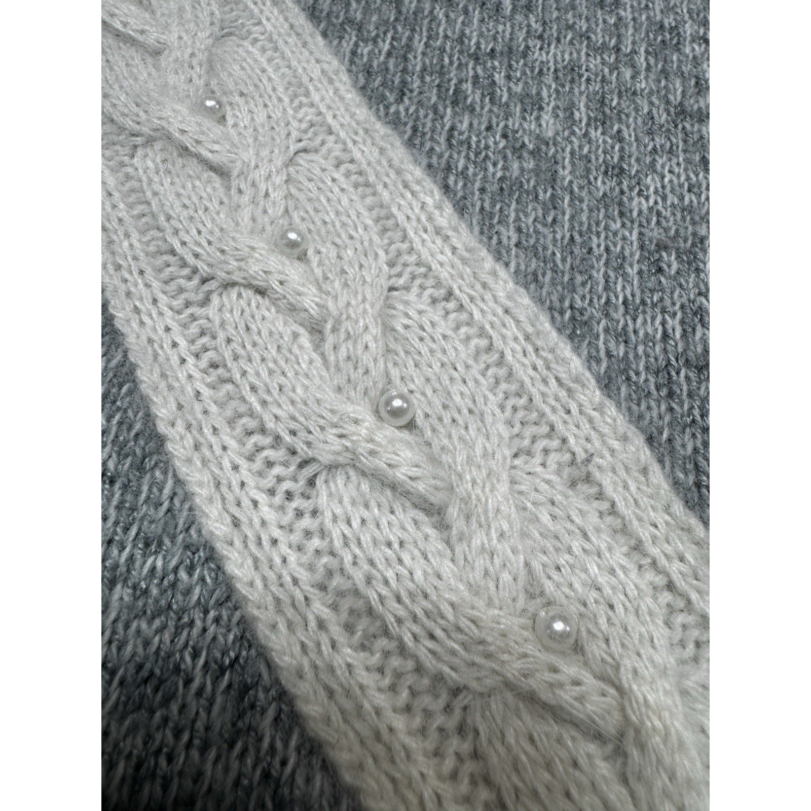 L’Eau Vive VTG Silk Angora Lambswool Sweater Small S Grey Knit Made Hong Kong