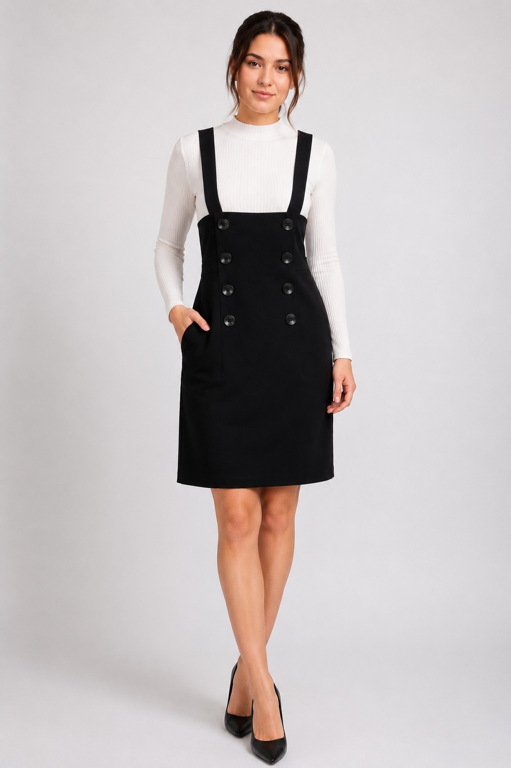Vintage Y2K Joseph Ribkoff Black Pinafore Jumper Dress Size 14 Canada.