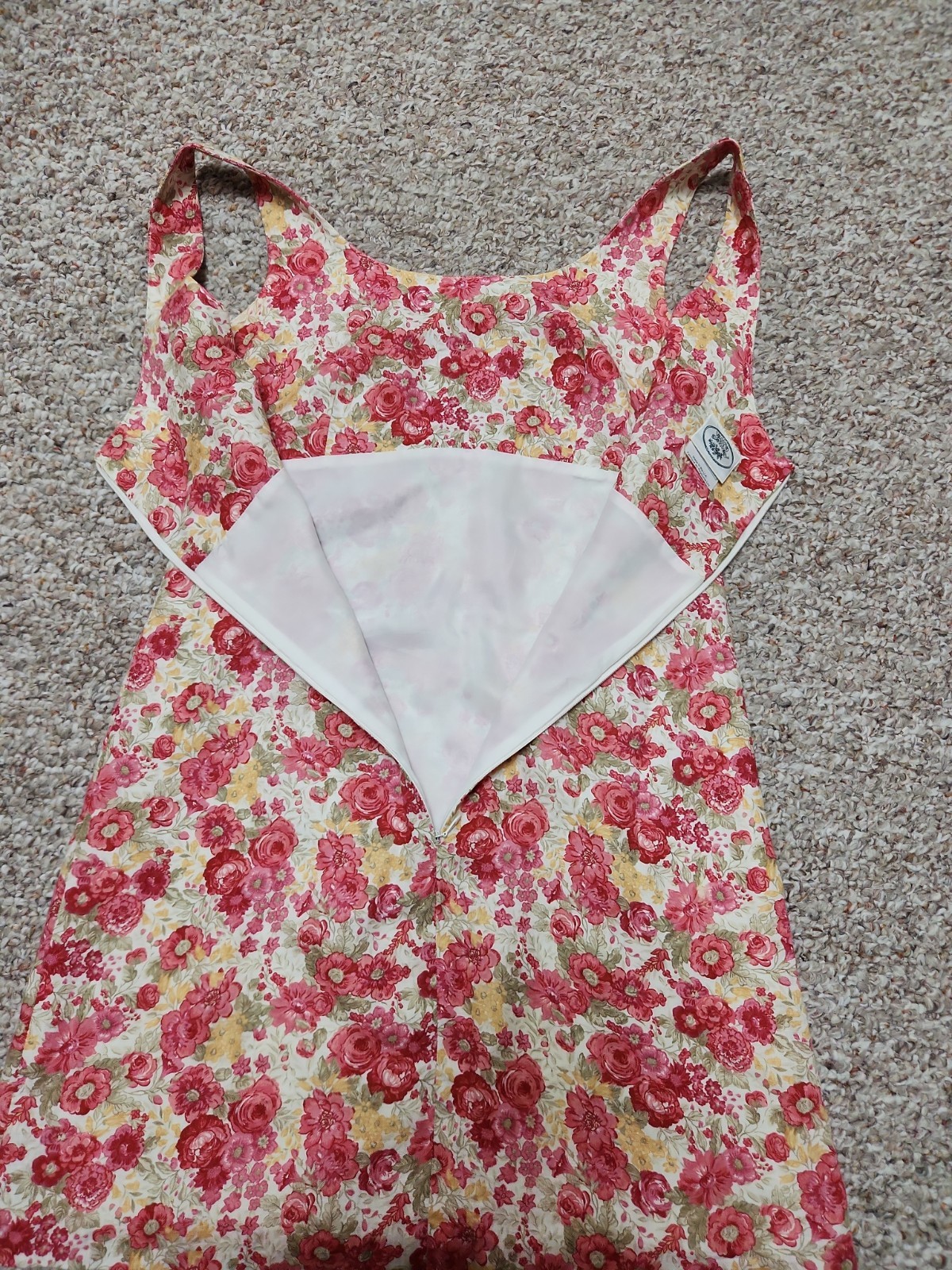 Vintage Laura Ashley UK Floral Linen Dress Cottagecore Romantic Midi Size US 4