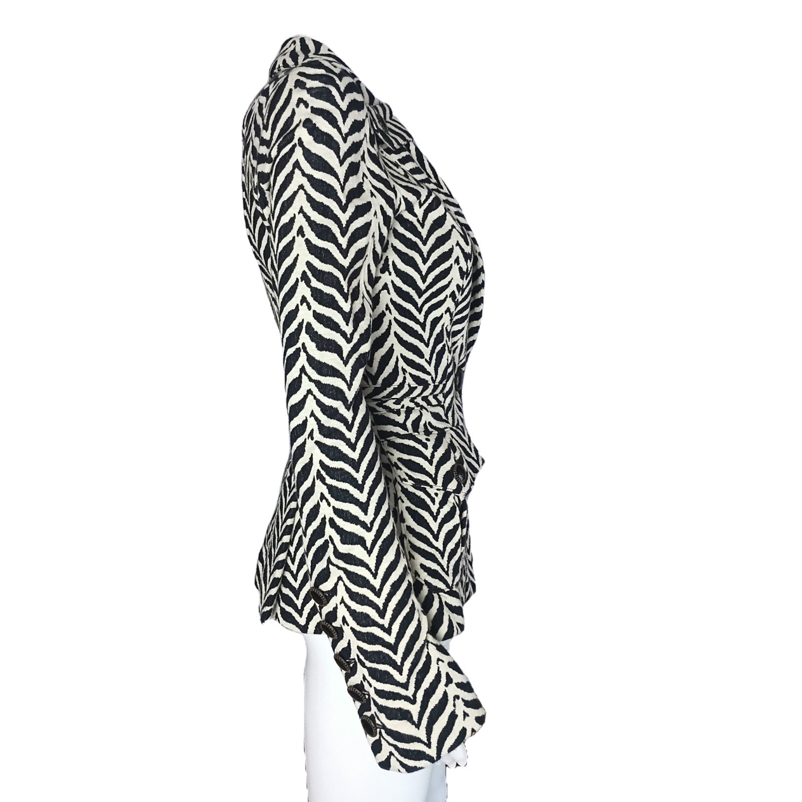 VTG DIANEvonFURSTENBERG ROCKAJILLY Black Brown Cream Zebra/Chevron Blazer W Sz 2