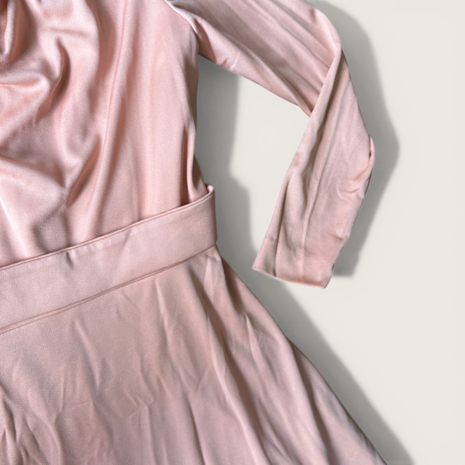 Vintage 1970s Lilli Diamond California Peach Pink Maxi Dress Belted Size 10