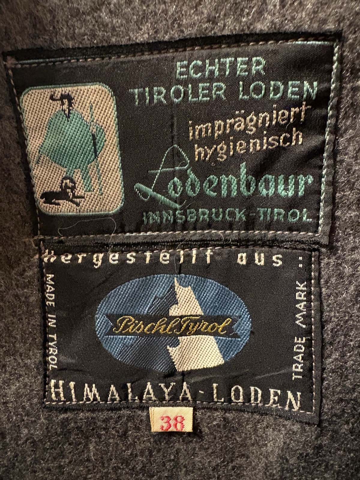 Vtg 80’s Women’s Lodenbaur Innsbruck-Tirol Loden Wool Dark Gray Coat Size 38