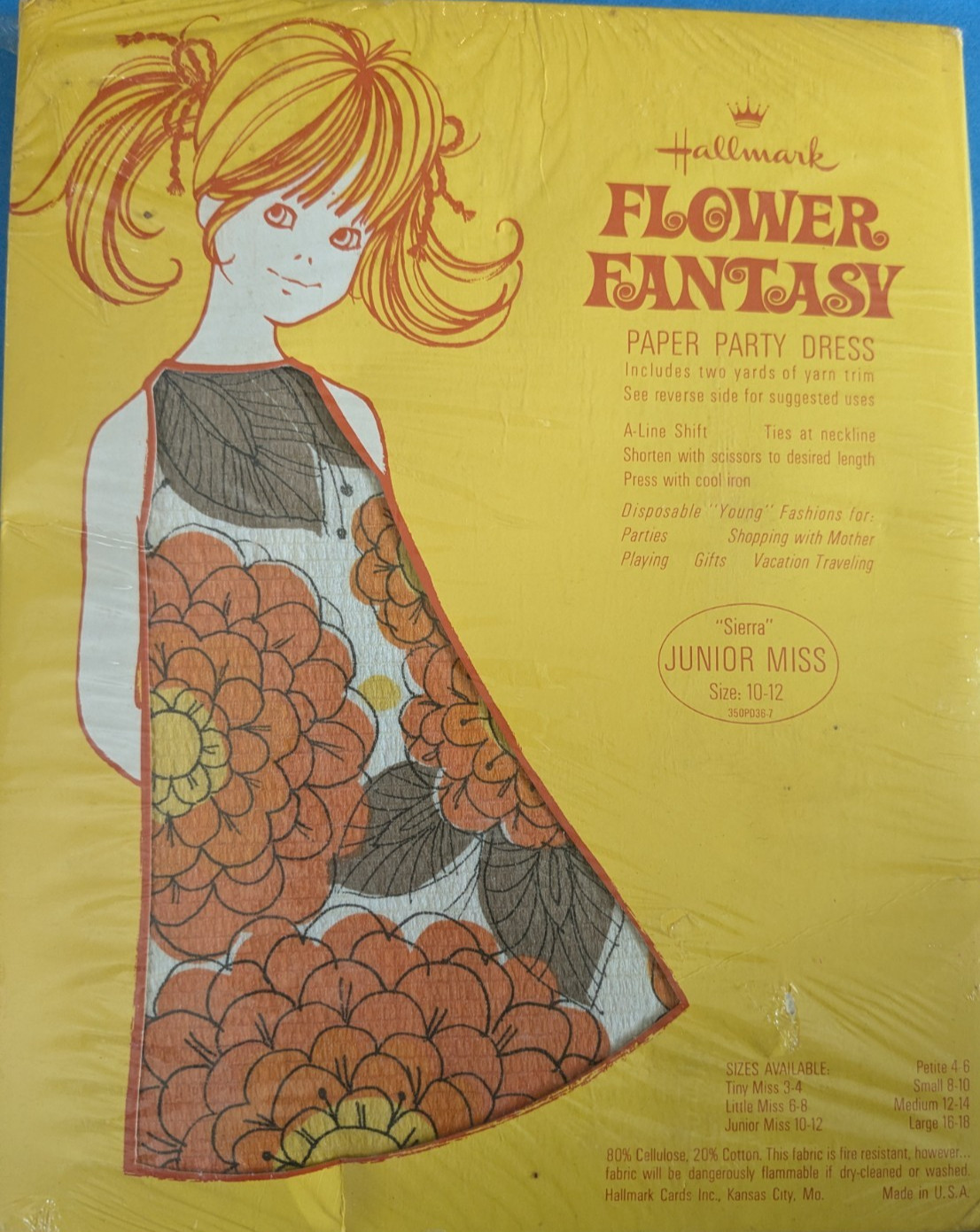Vintage Hallmark Flower Fantasy Paper Fashion Party Dress Little Miss Sz 10-12