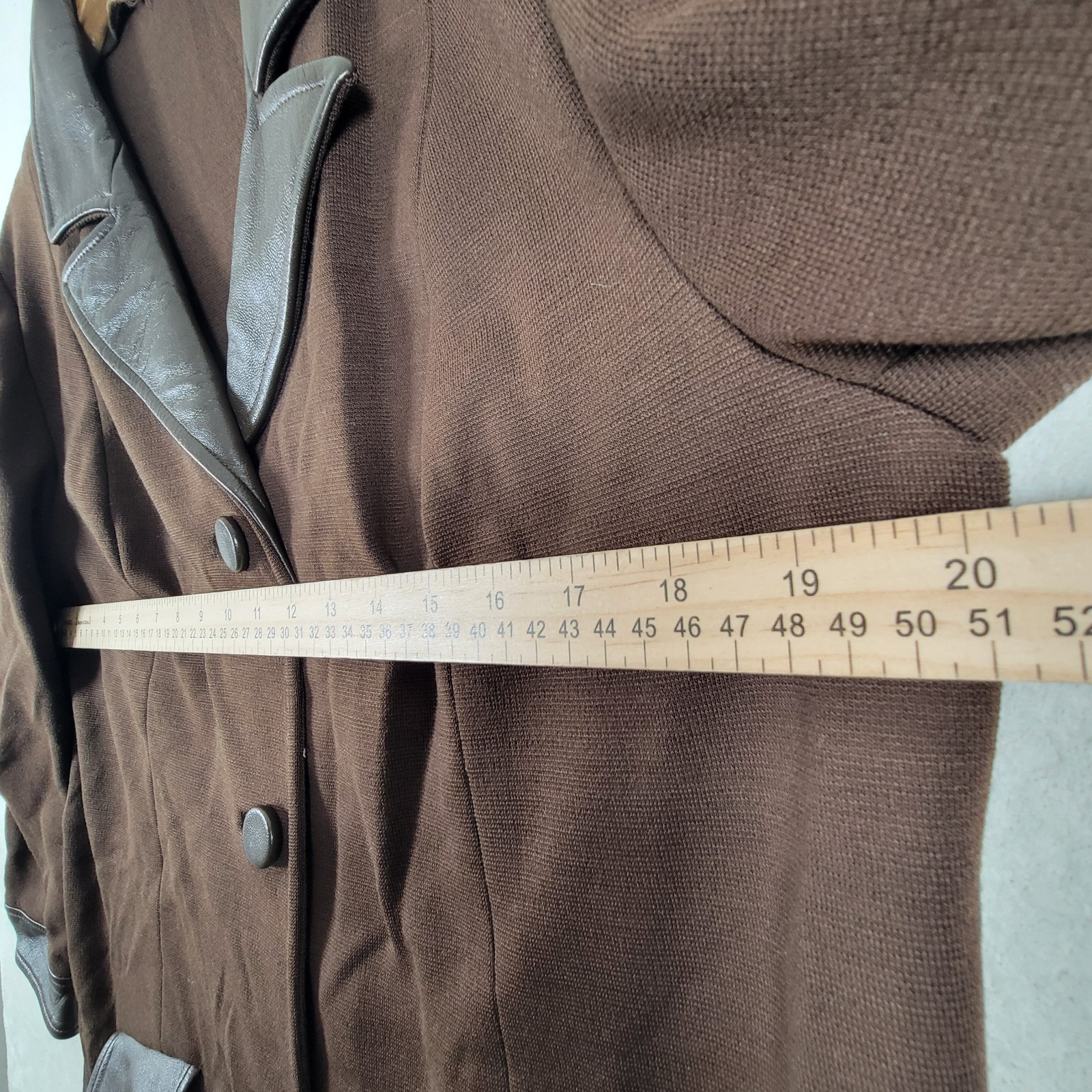 Vintage Butte Knit Sweater Jacket Brown Wool And Leather Measurements In Photos