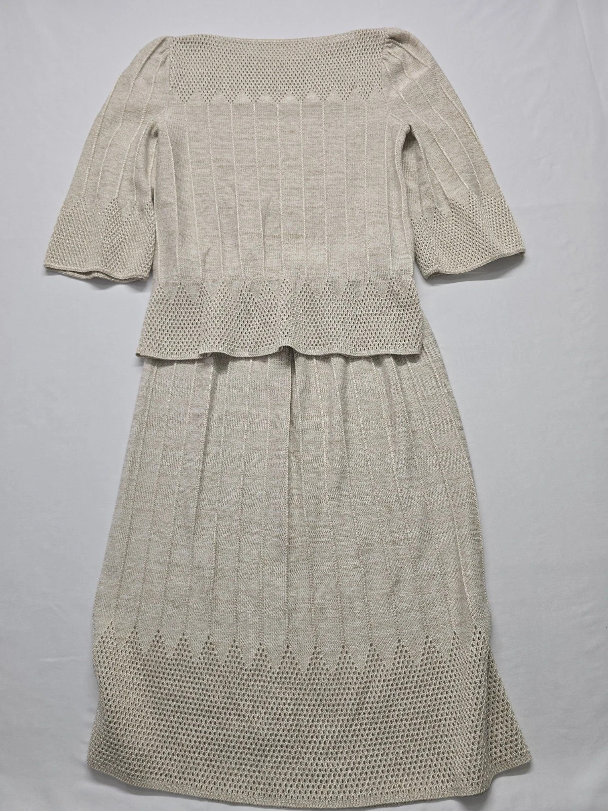 Vintage Vivanti 70s 80s Size 12 Knit Sweater & Skirt Crochet Cottagecore 2pc Set