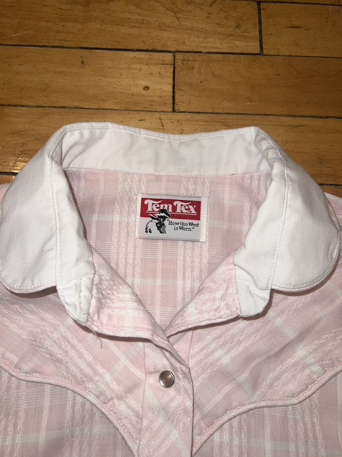 Vintage 70s Tem Tex Cowboy Pink Western Shirt Womens Pearl Snap Chain Pattern