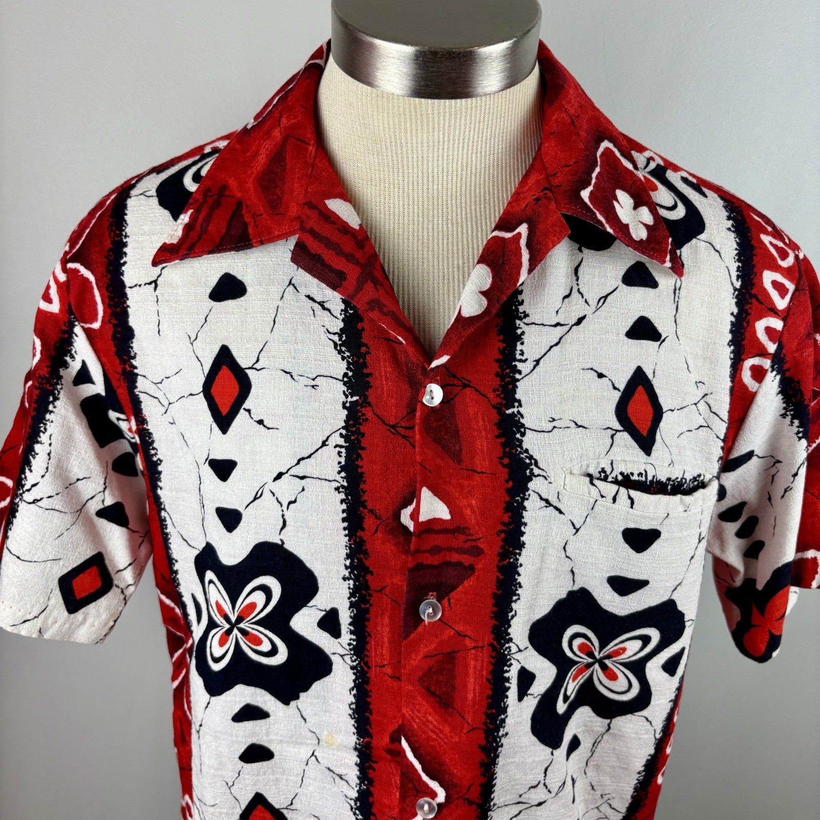 VTG Waltah Clarke Hawaiian Barkcloth Shirt / Dress Honeymoon Wedding set MCM