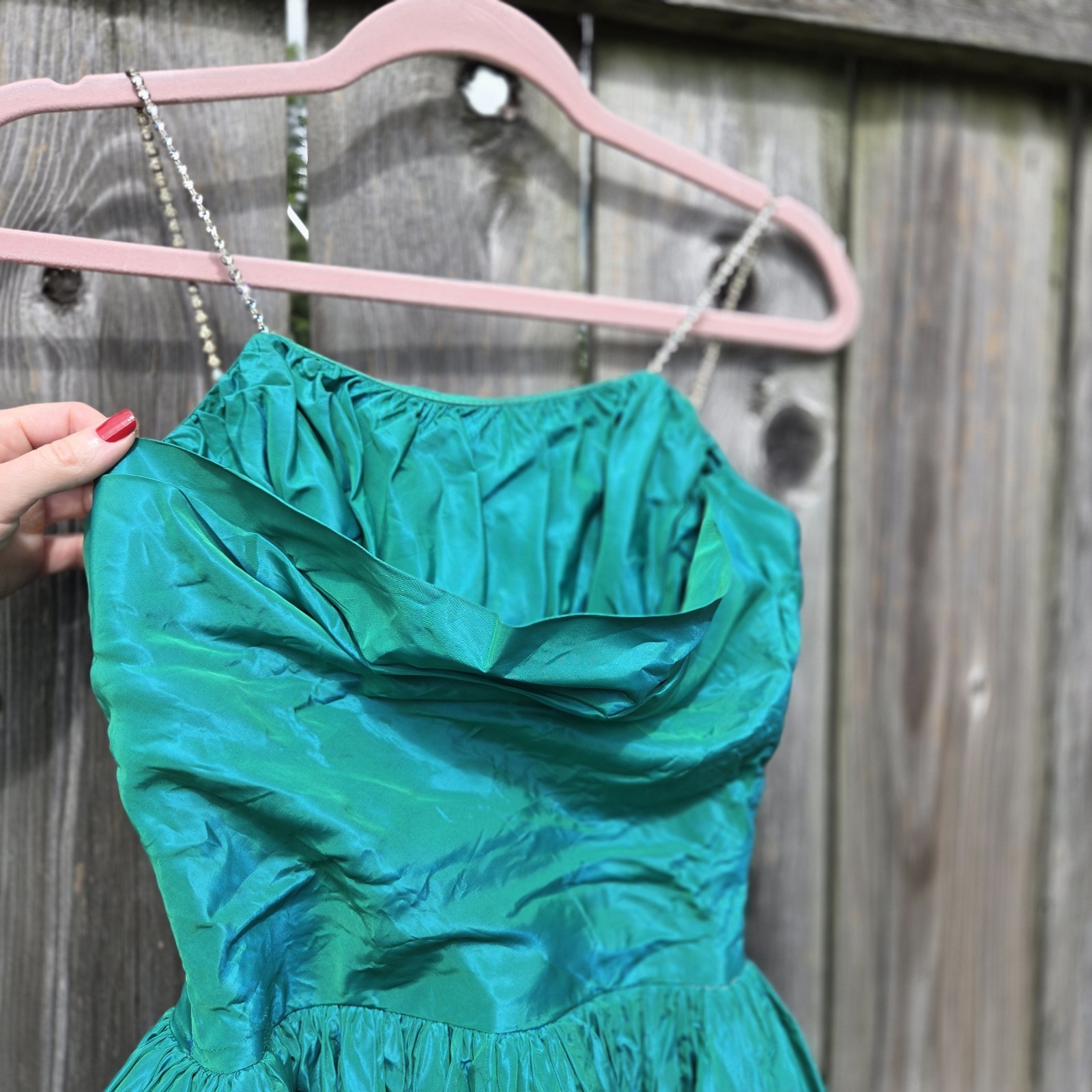 1950s Vintage Green Formal Bubble Hem Dress.. PLEASE READ Description