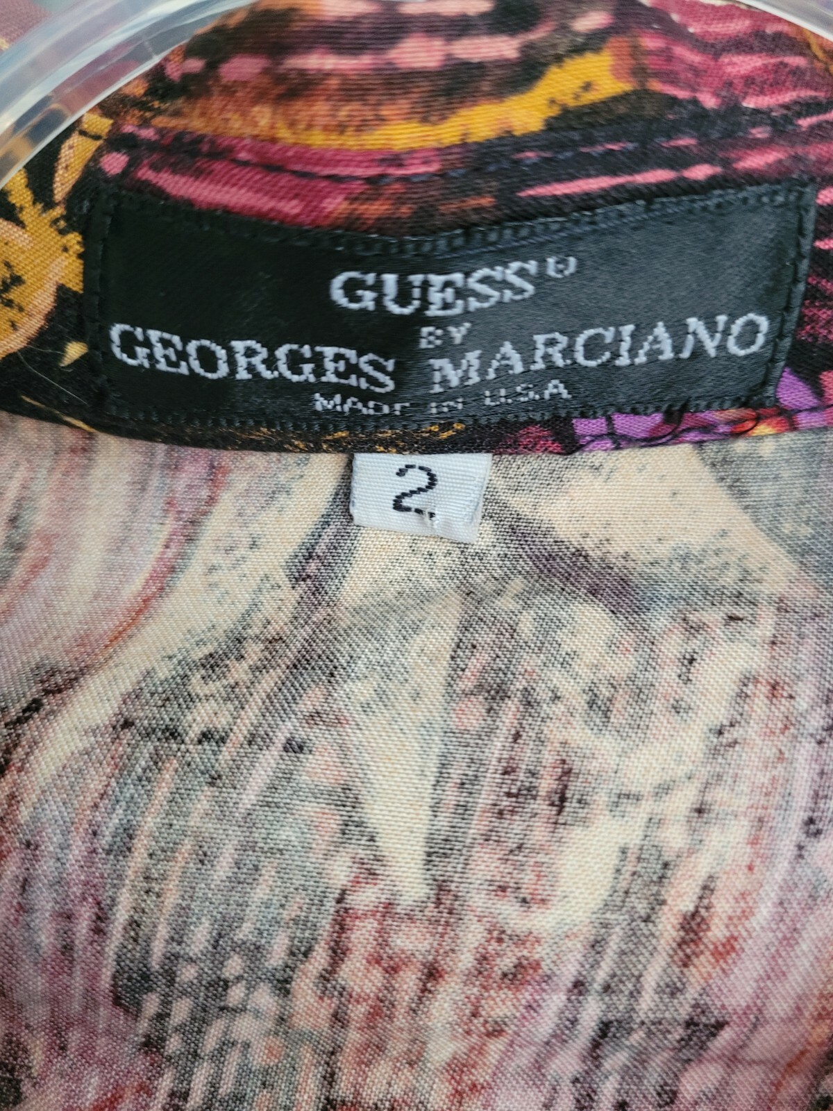 1980s Vintage GUESS Rayon shirt size 2 Single Stitch USA Georges Marciano sharp