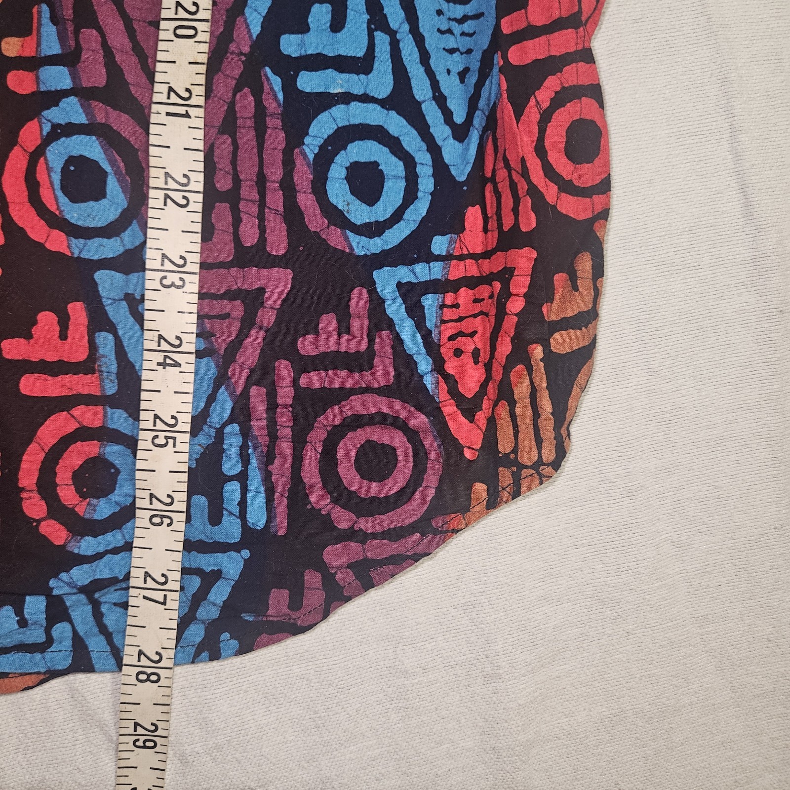 Vintage 80s 90s Geometric Blouse Polo New Wave Punk Medium Red Orange Blue Black