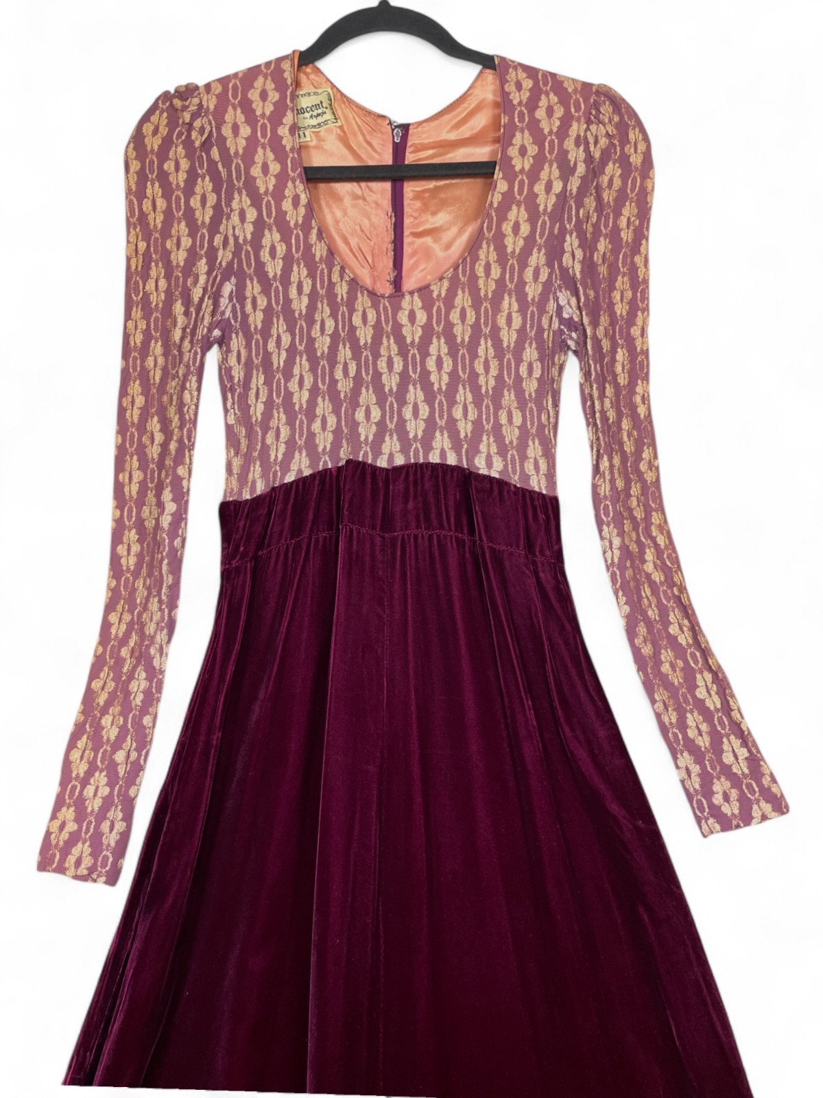 Vintage 1970s Young Innocent By Arpeja Maxi Dress Womens 11 XS Red Velvet Gunne