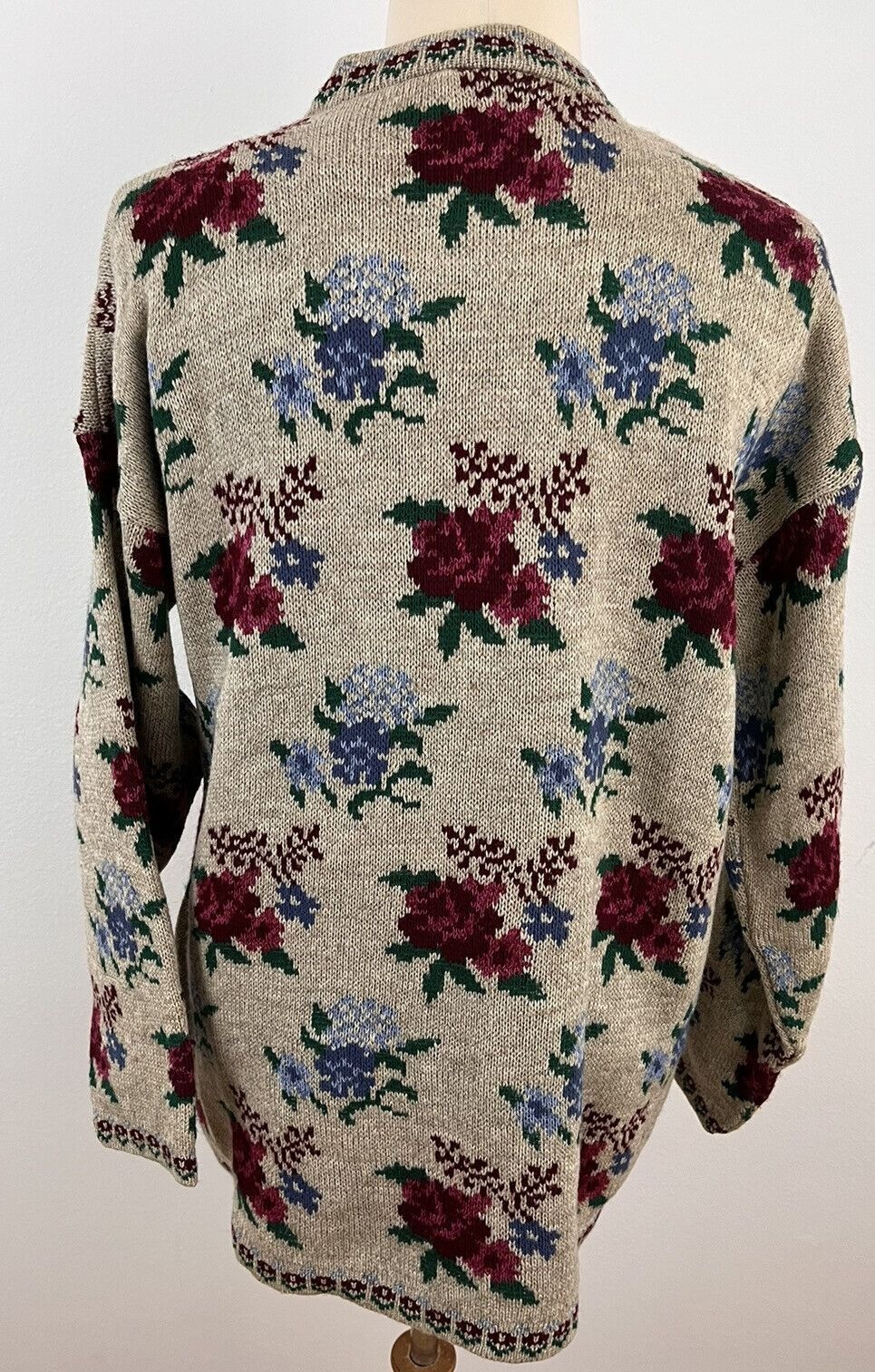 Vintage Bugle Boy Women’s L Acrylic Sweater Floral Rose Farm Cottagecore NWT