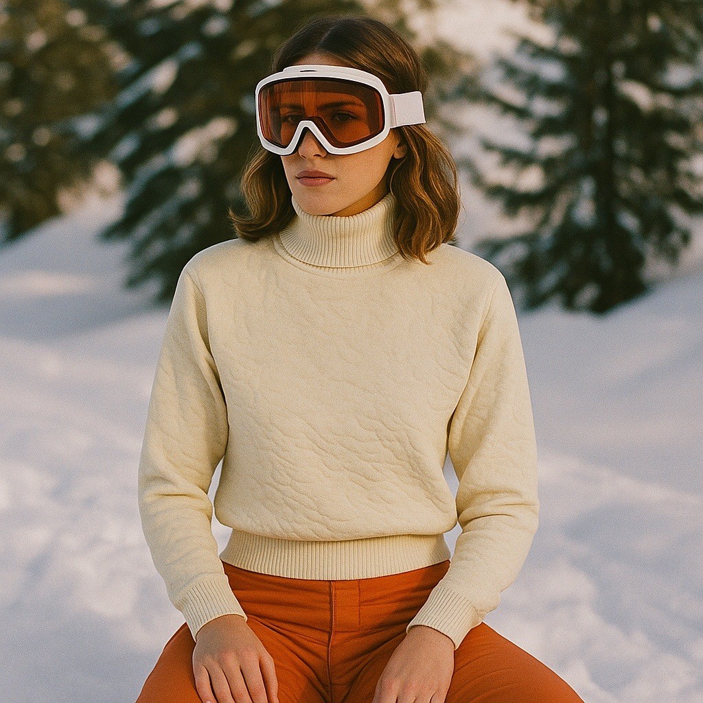 Vintage 80s Tyrolia by Head Cream Textured Turtleneck Ski Sweater Hong Kong M