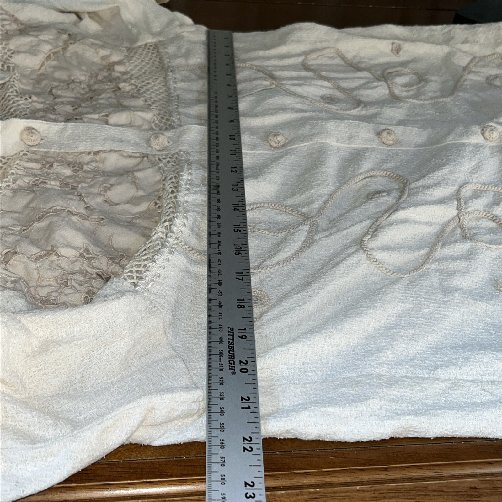 Vintage Lim’s Button Front Crochet Shirt Cream Silk