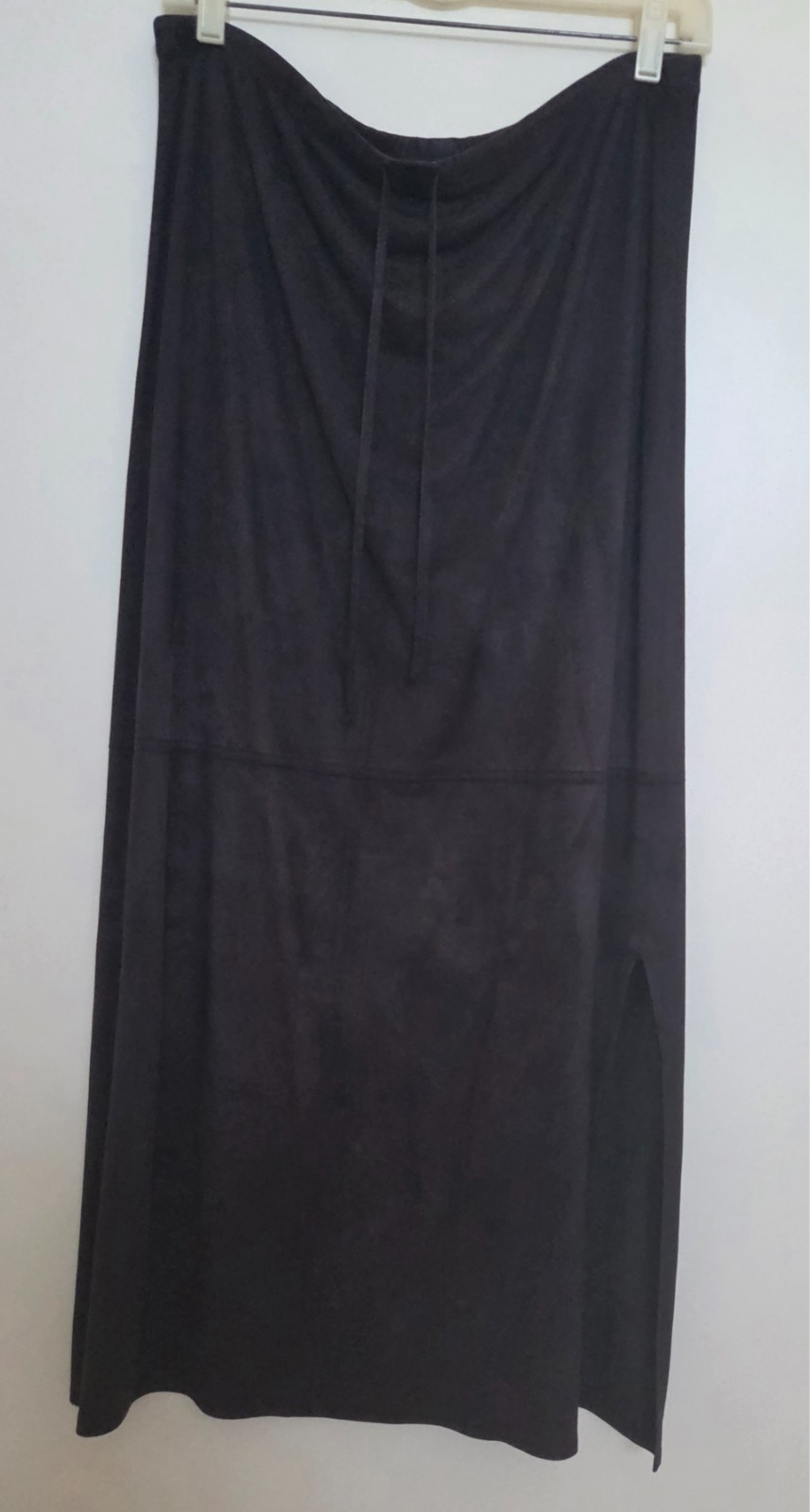 Vintage Faux Suede Long Black Skirt with Side Slits from J Jill