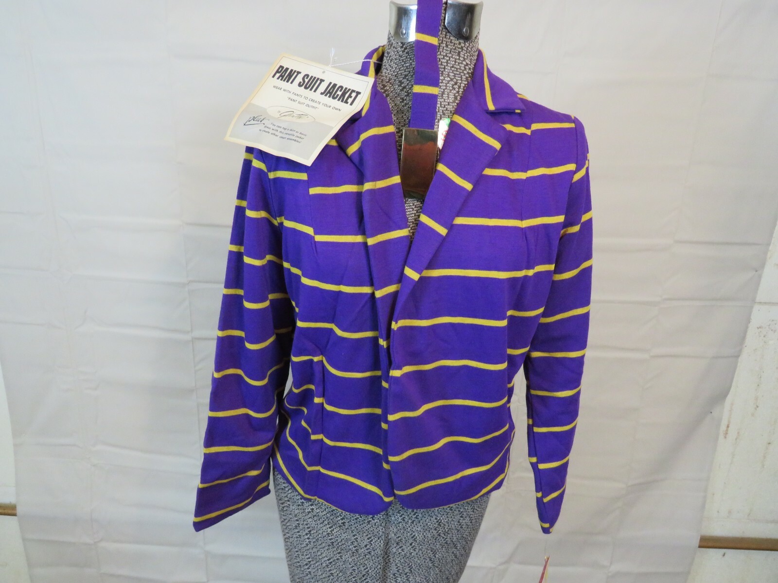 NOS Vintage Shirt Glentex Small Purple Yellow stripe LSU Tigers union made