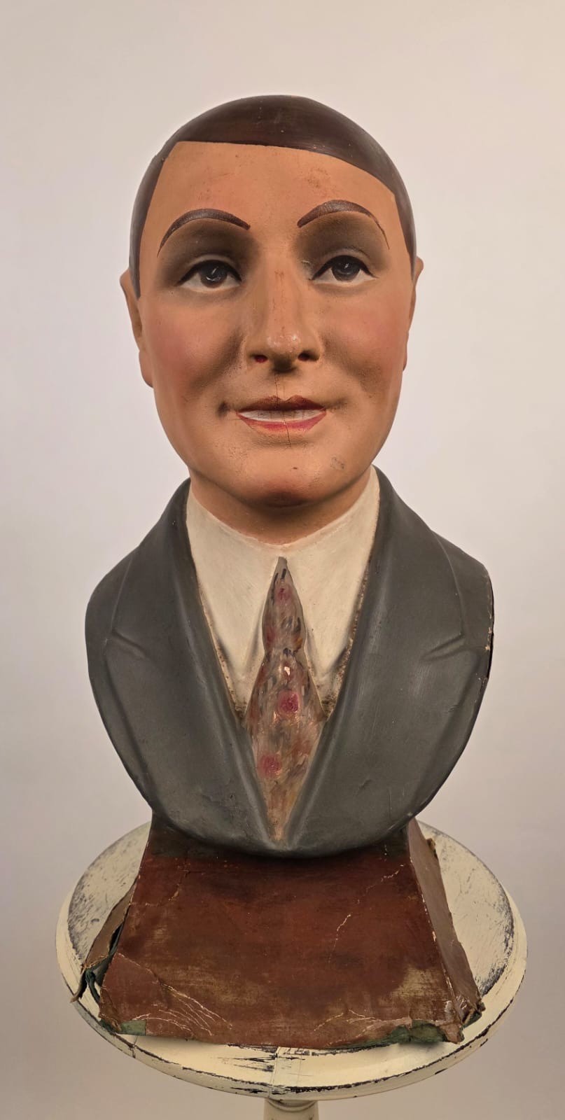 ANTIQUE 1920’S HAND PAINTED PAPER MACHE MALE MANNEQUIN HEAD STORE DISPLAY