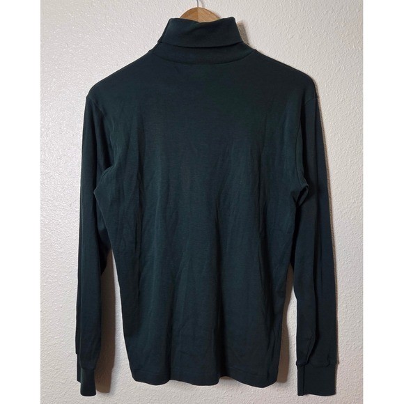 Vintage L.L. Bean Dark Green Turtleneck Long Sleeve Top Classic Minimalist