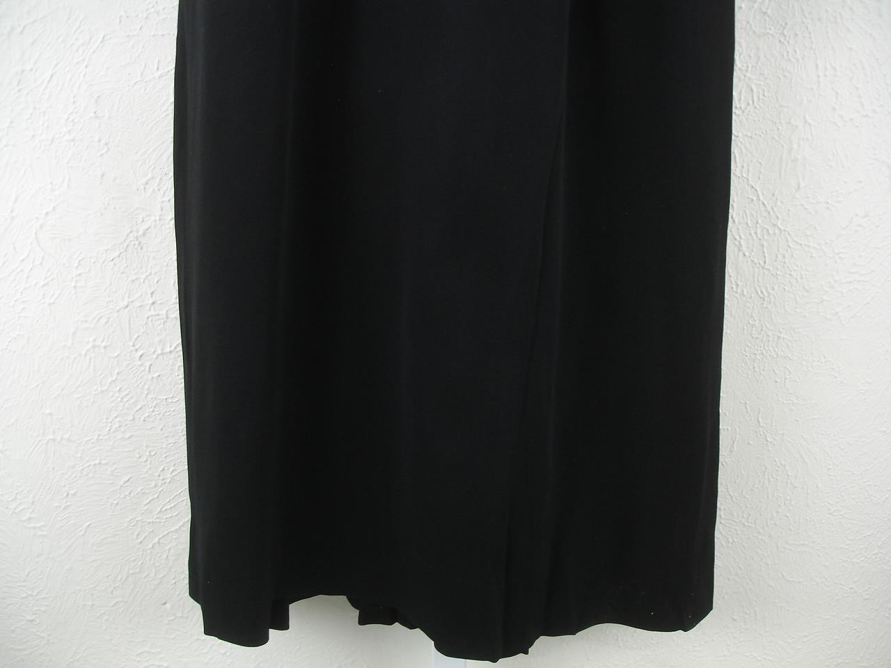 Women’s sz XS Vtg 1920’s Black Crepe Dress Peplum Bow Ruched Sleeves Long Sleeve