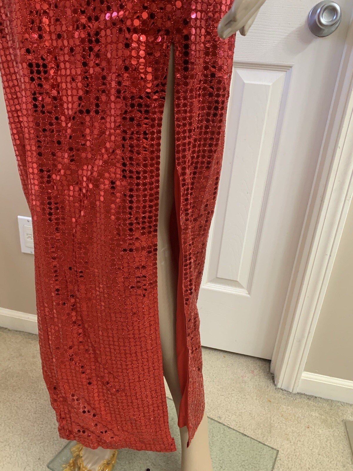 Vintage 1990’s L.A. Glo Size 7/8 Red Sequence Holiday Party Formal Dress