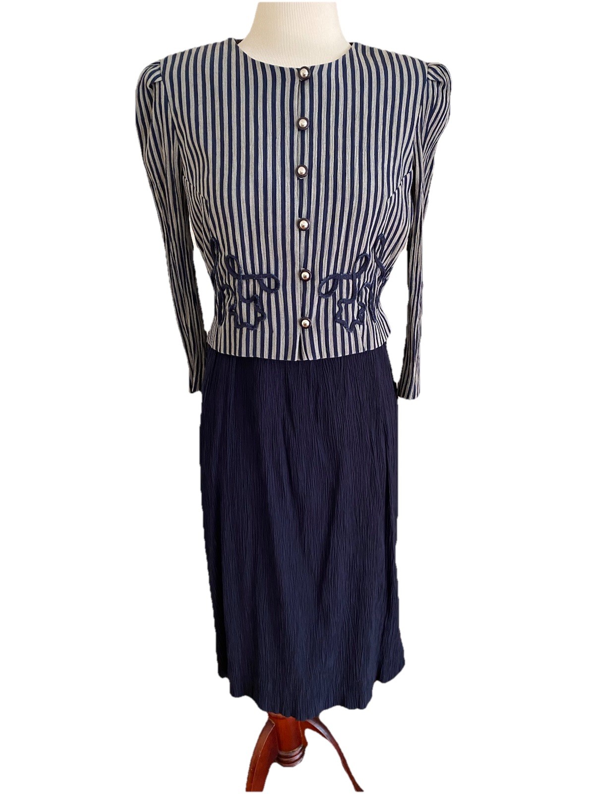 Y2k VTG Dress Miss Dorby Black Built In Jacket Dark Schoolgirl 80’s Sz 8