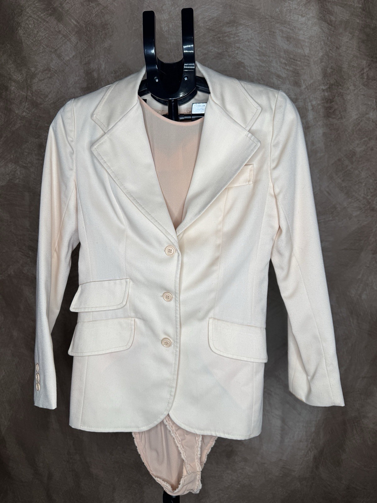 Vintage DKNY Cream Blazer Bodysuit Set Womens Modern S M 90s Minimalist