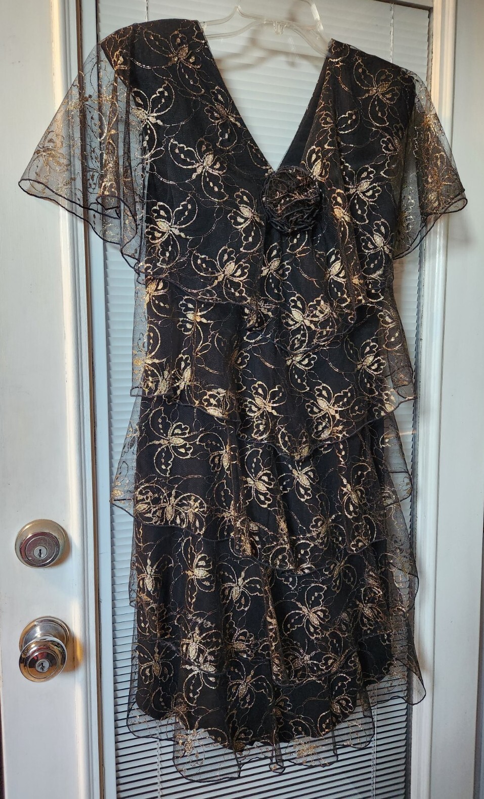 VINTAGE HOLLY HARP 80’S LACE TIERED DRESS M
