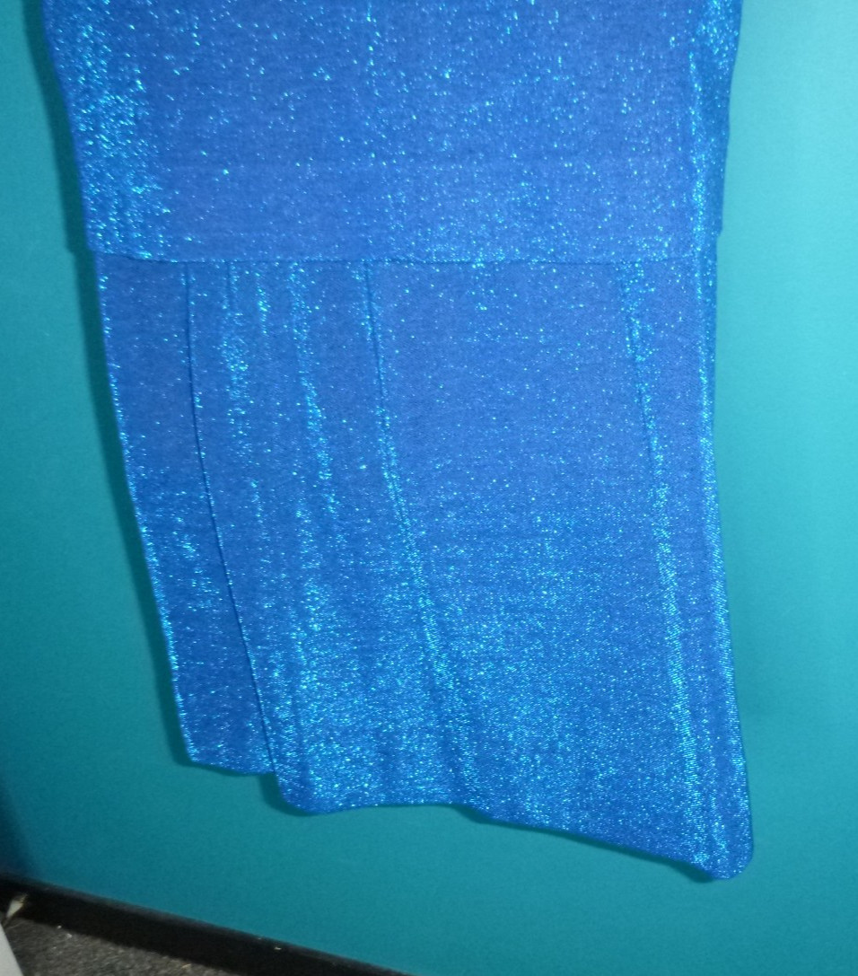 Vtg 60s Dutchmaid Top & Skirt Set Blue Aqua Metallic Sparkle Sz S/M