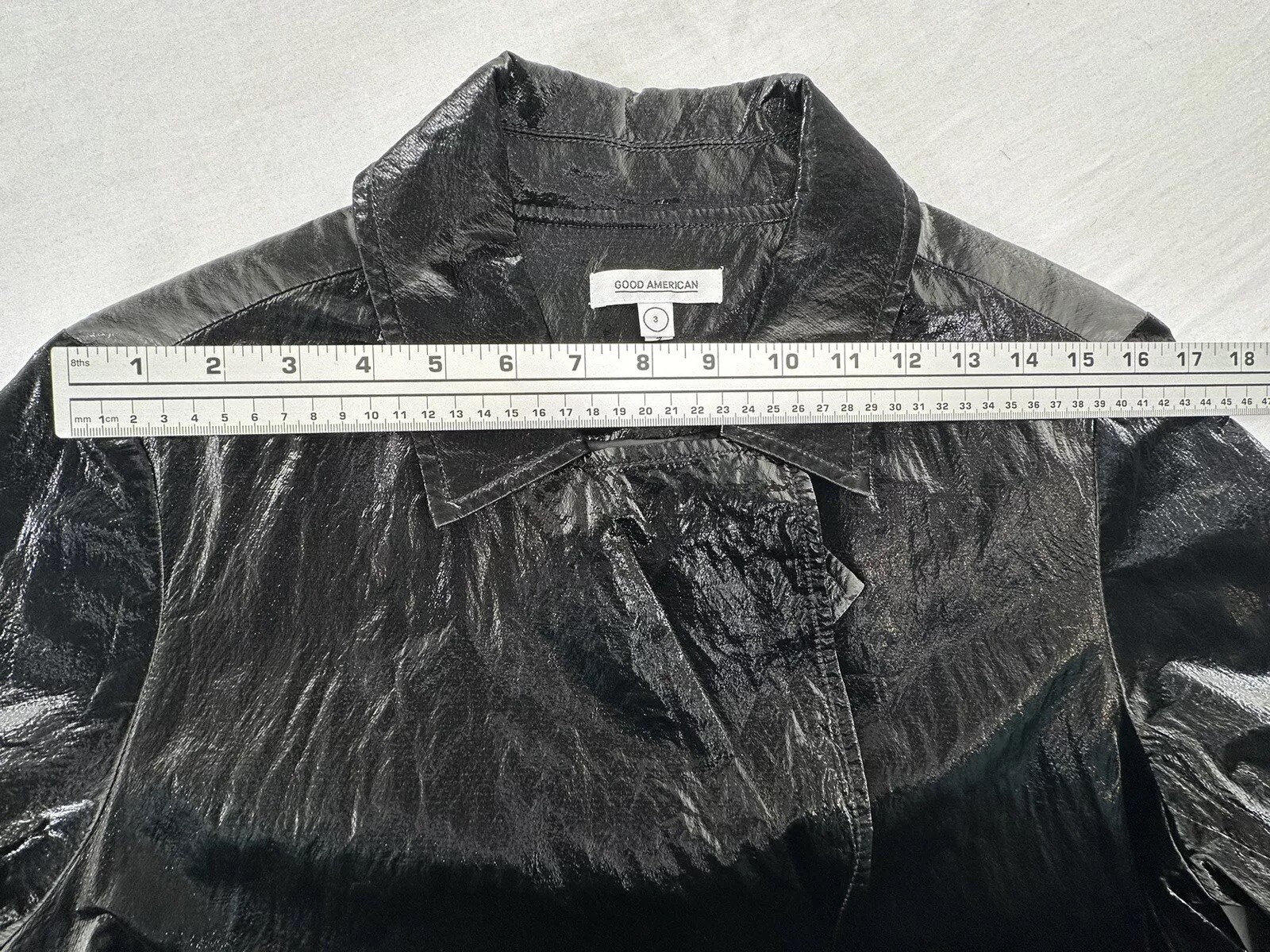 Good American Black Trench Coat Size 3 Travel Preppy Academic Classy Old Money