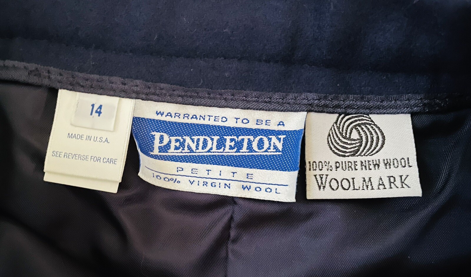 VTG Pendleton Wool Pencil Skirt Dark Navy Blue Secretary Minimalist DEADSTOCK 10