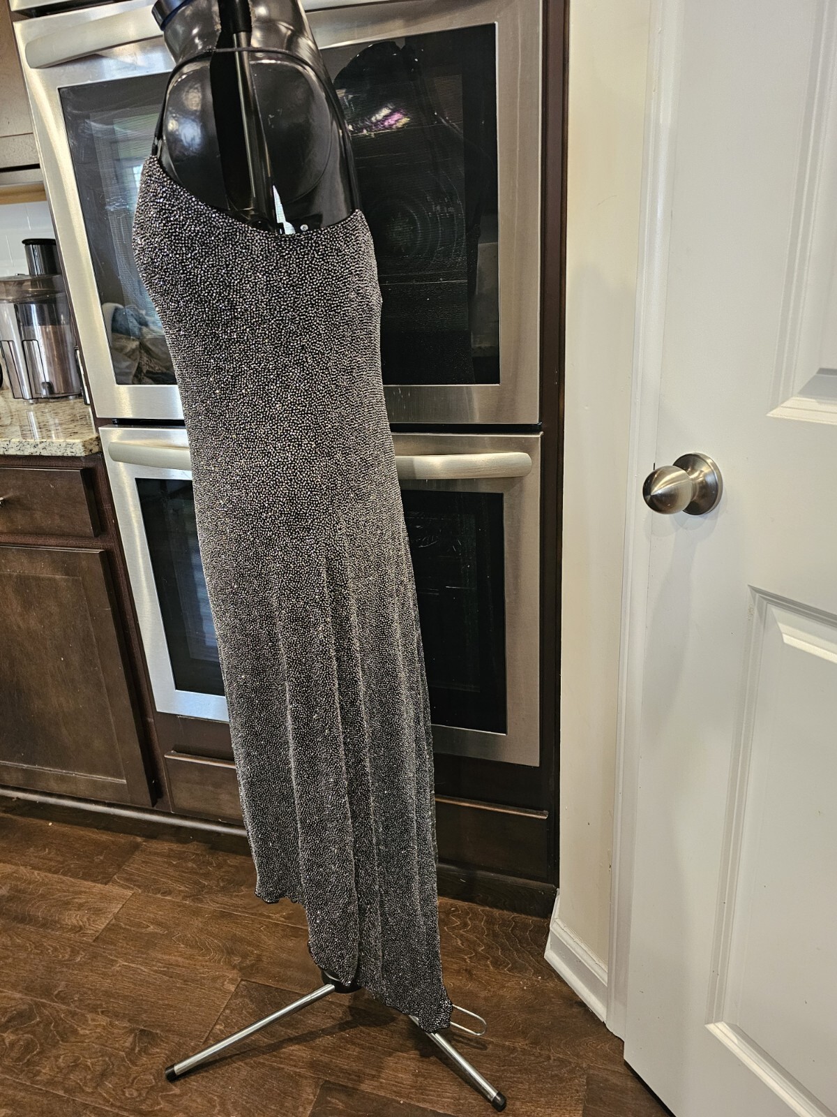 Vintage Jodi Kristopher Black And Silver Stretchy 80’s Sleeveless Dress Medium