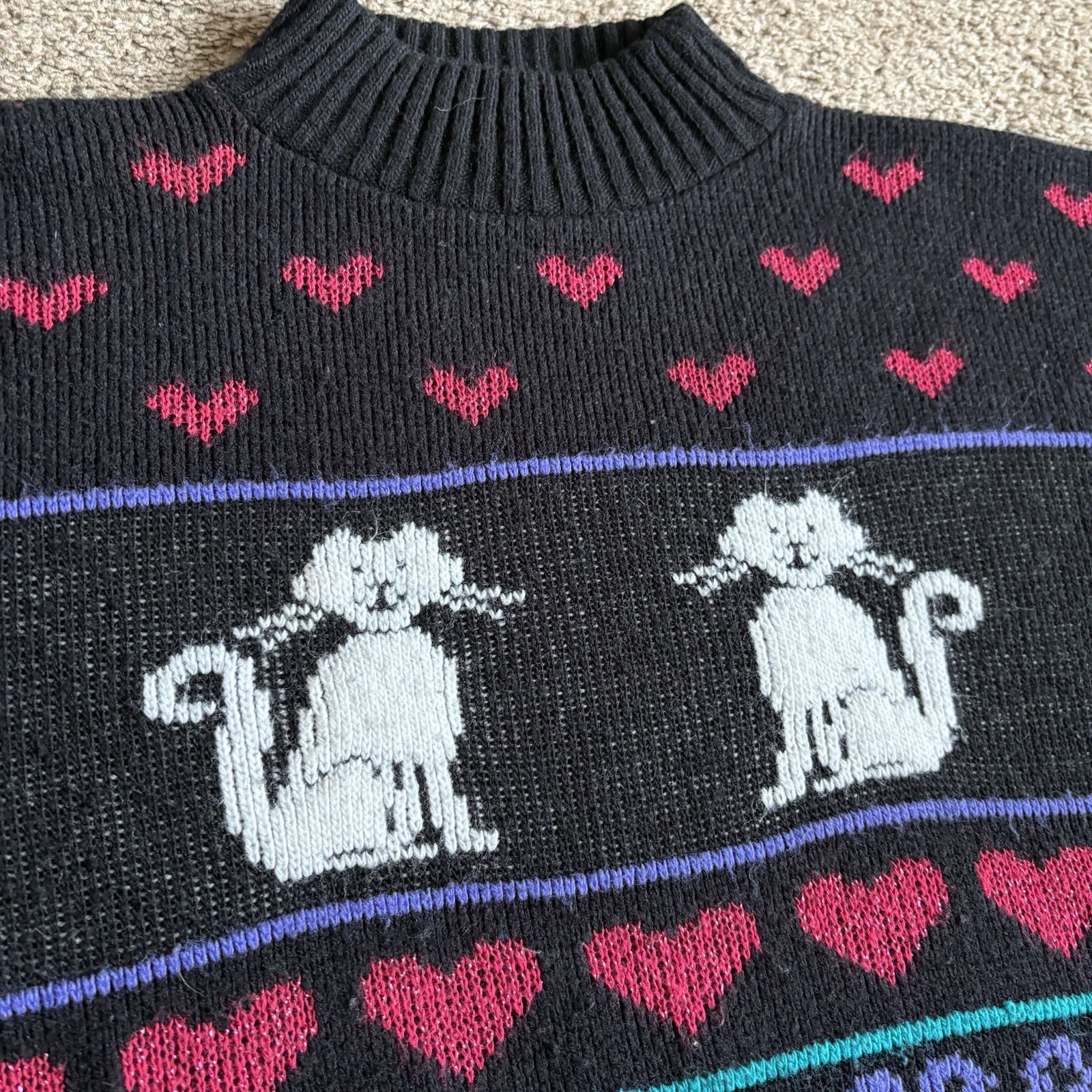 Vintage Adele 80s/90s Cat Acrylic Sweater Size 12