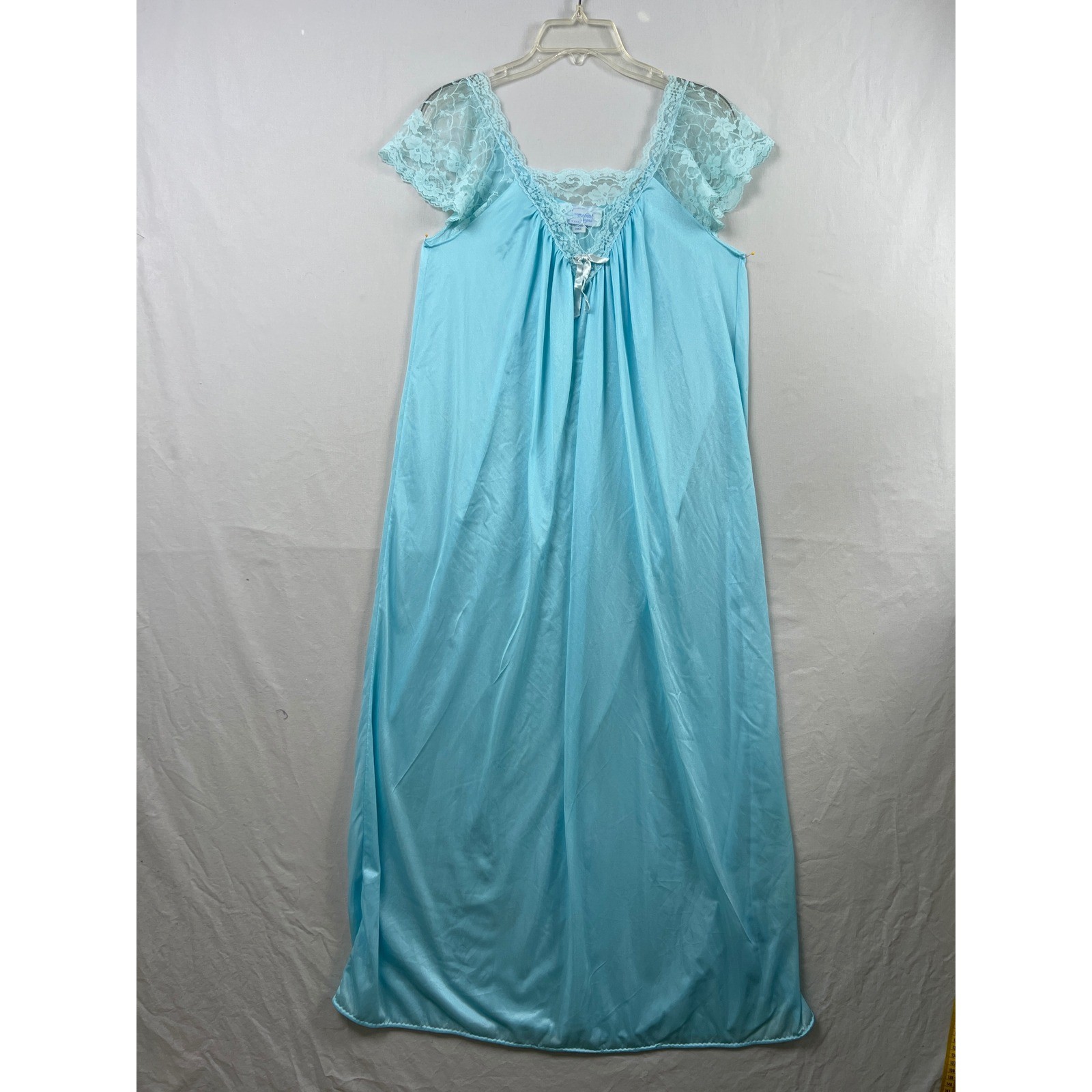 Dreamwear Lingerie Nightgown Womens Small Blue Lace Trim Maxi Vintage USA Made