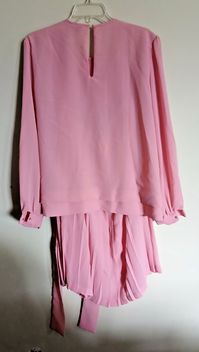 Vintage JCPenney Skirt &Top Set Pleated with side sash Pink size 18