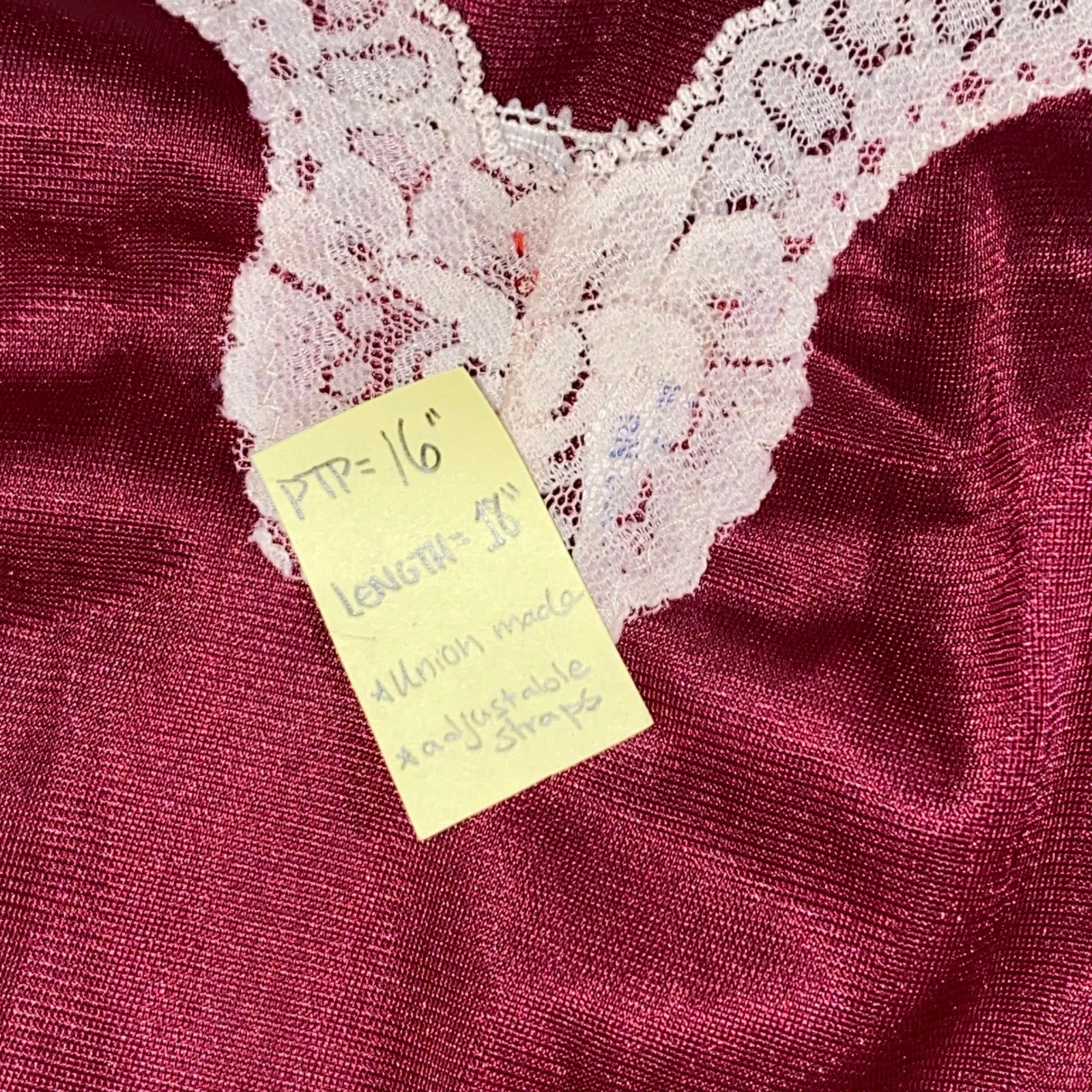 VTG Feminine Romantic Coquette Red Lace Trim Cami Tank Dainty Chic ILGWU – Small
