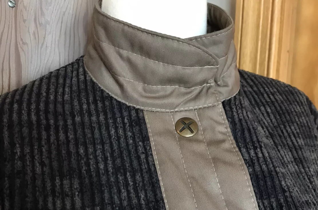 1980s 1990s Vintage Reversible Jacket Coat Canvas To Velvet Corduroy Poland EUC