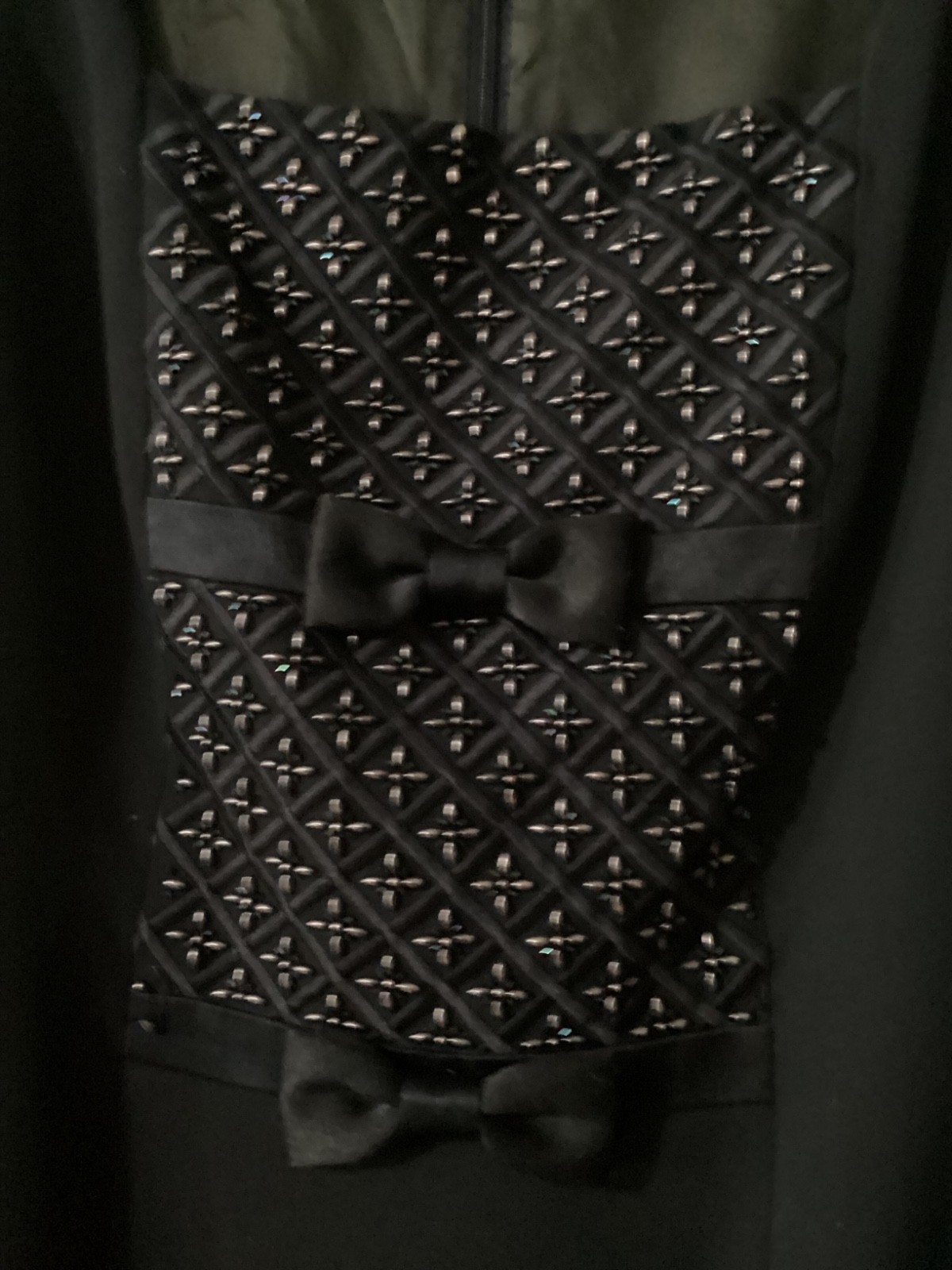 Vintage Dusk by Frank Usher Navy Blue Sequin Rhinestone Cocktail Dress