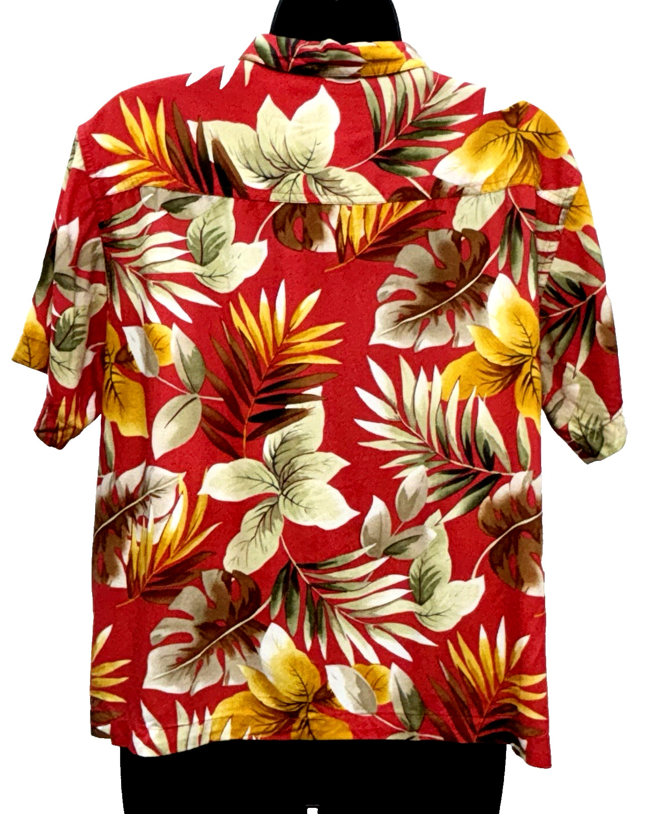 VTG Basic Editions Women Size M Button Up Short Sleeve Top Rayon Red Hawaiian