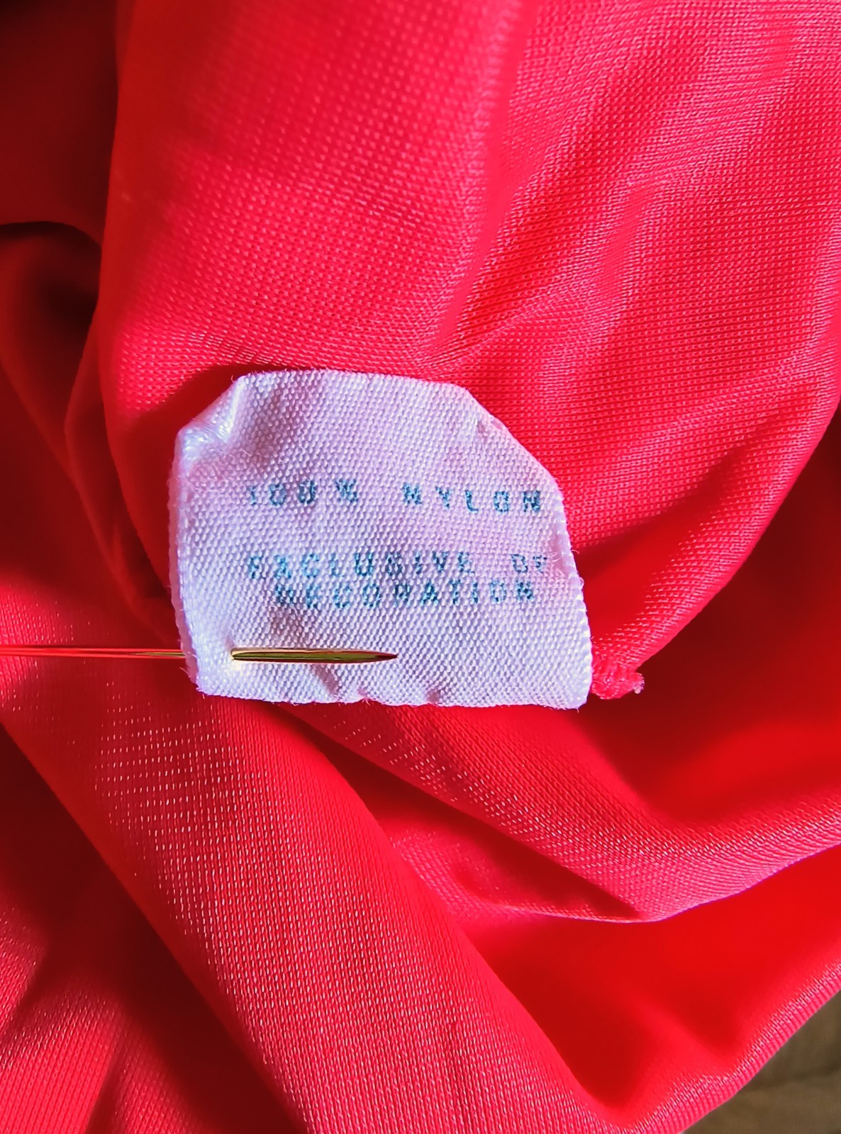 Vtg 60s GAYMODE Penneys Nylon Red Full Slip/Dress Lacey Bust & Hemline Sz 44