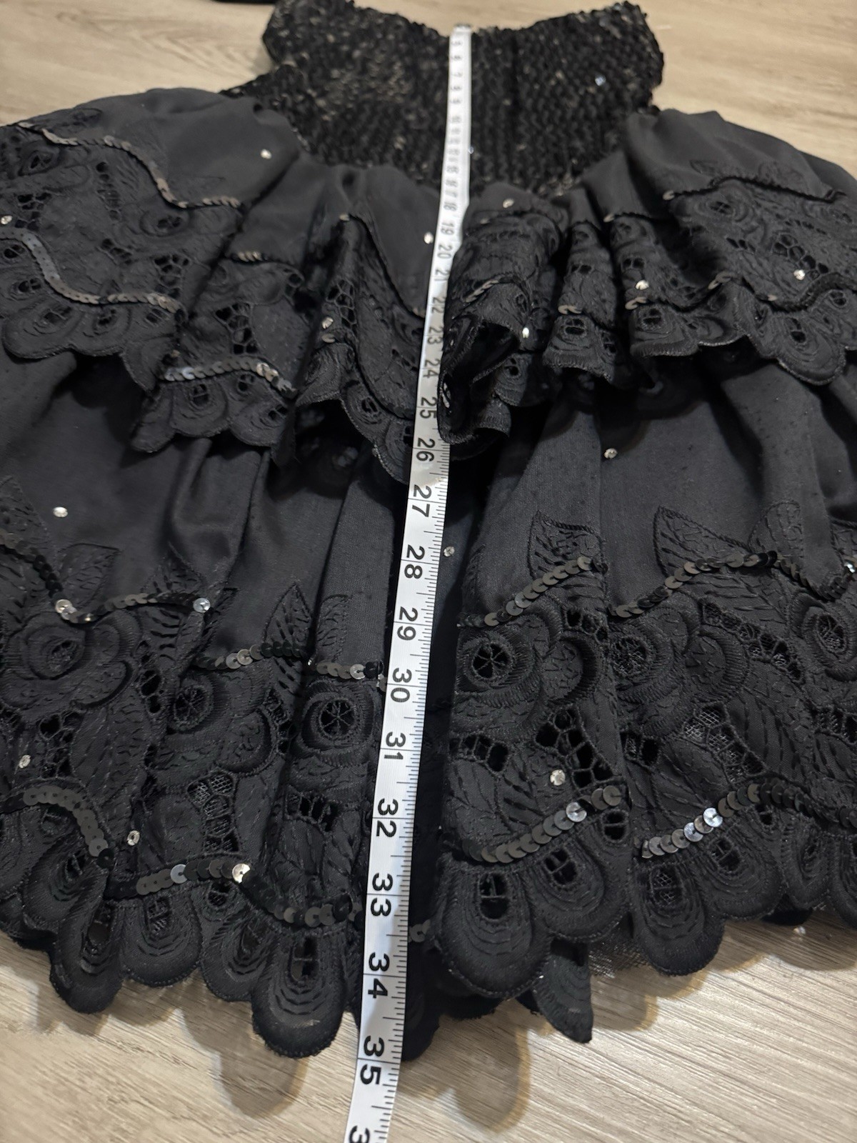Joy Stevens Collection 1980s Vintage Black Sequin Dress Size M