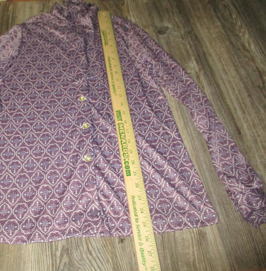 Vitg 80s Cape Cod Match Mates Purple Print Long Slv Top Size 14 Made in USA